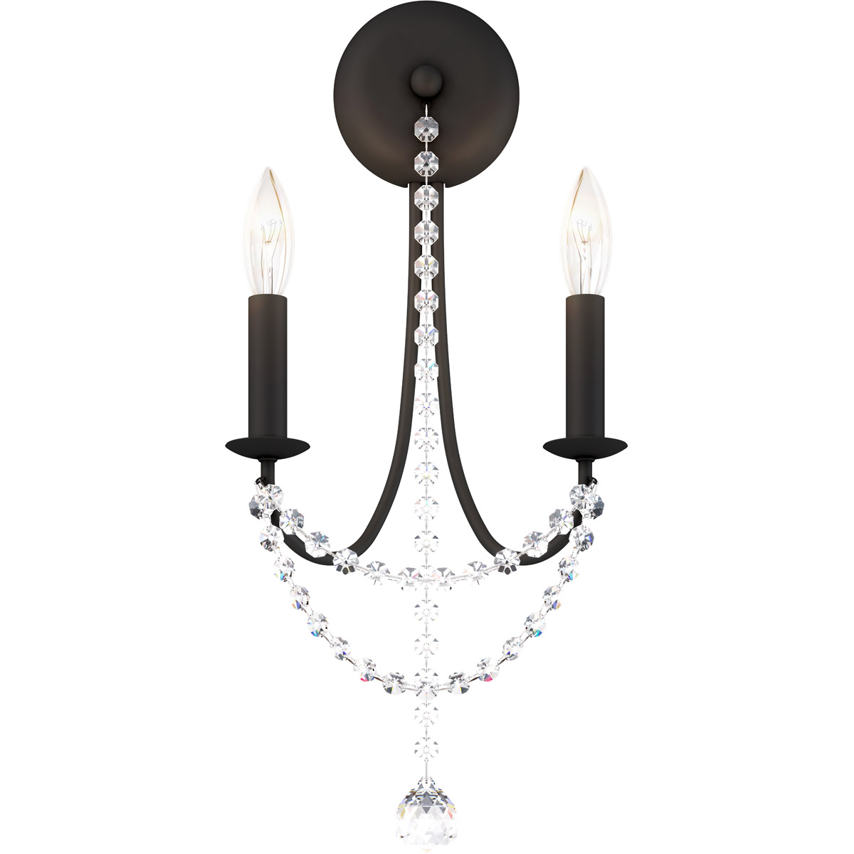 Verdana 2 Light 4 inch Black ADA Wall Sconce Wall Light in Optic