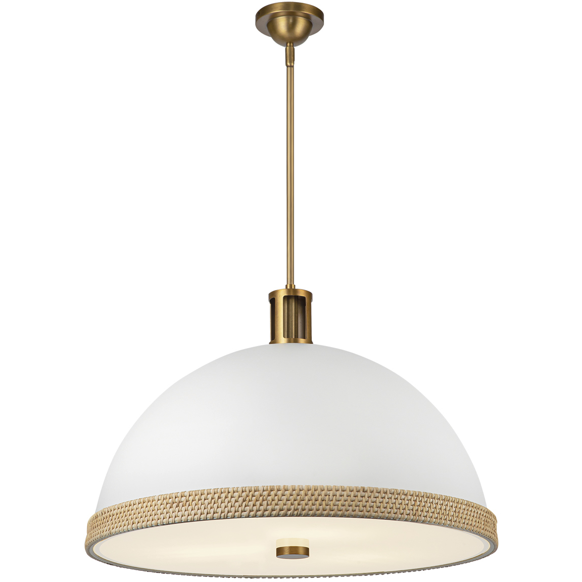 Doral 3 Light 24.25 inch Matte White/Vintage Brass Pendant Ceiling Light in Matte White and Vintage Brass