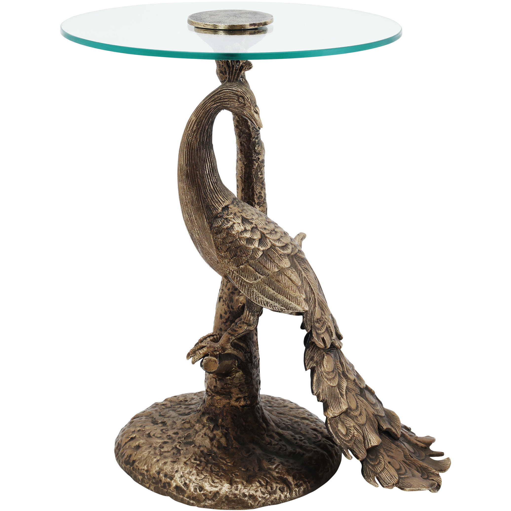 Paonne 23.5 X 20 inch Antique Gold and Clear Accent Table