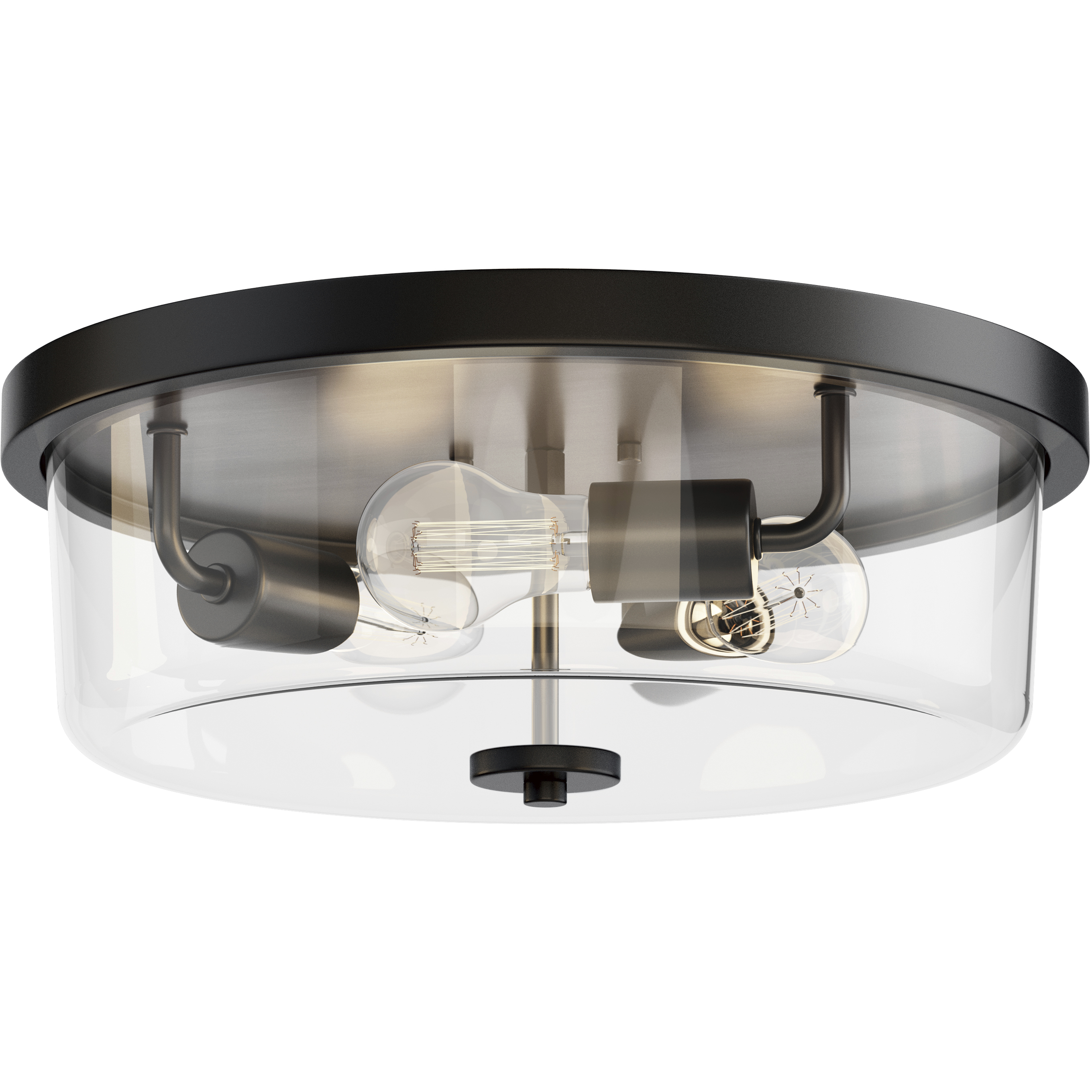 Fuller 3 Light 16 inch Black Flush Mount Ceiling Light in Clear
