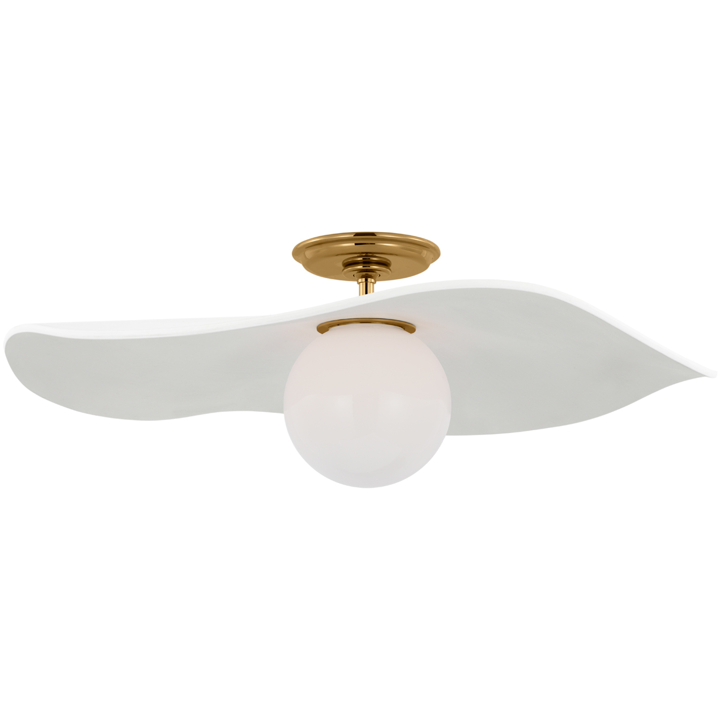 Windsor Smith Mahalo LED 22 inch Hand-Rubbed Antique Brass Semi-Flush Mount Ceiling Light in Matte White