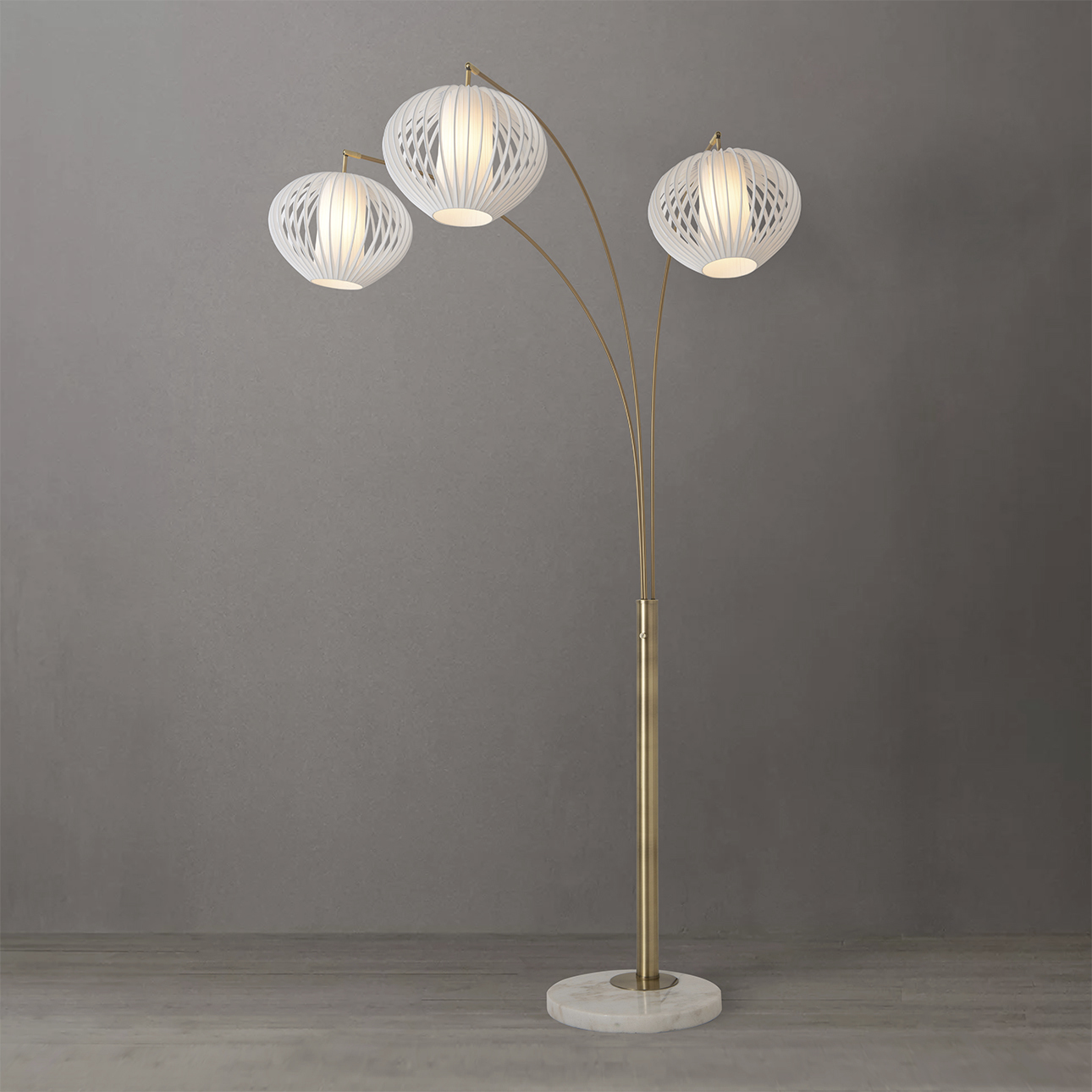 Bloom 86.6 inch 9 watt Weathered Brass and White Arc Floor Lamp Portable Light