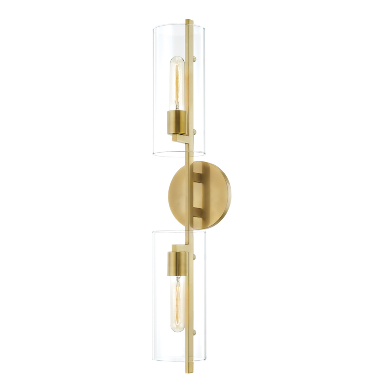 Ariel 2 Light 6 inch Aged Brass Wall Sconce Wall Light