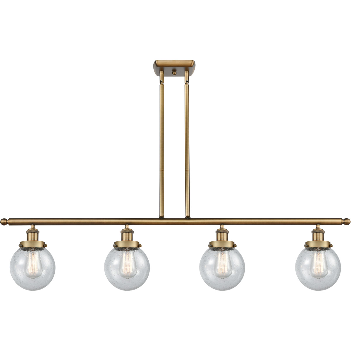 Ballston Beacon LED 48 inch Brushed Brass Island Light Ceiling Light in Seedy Glass