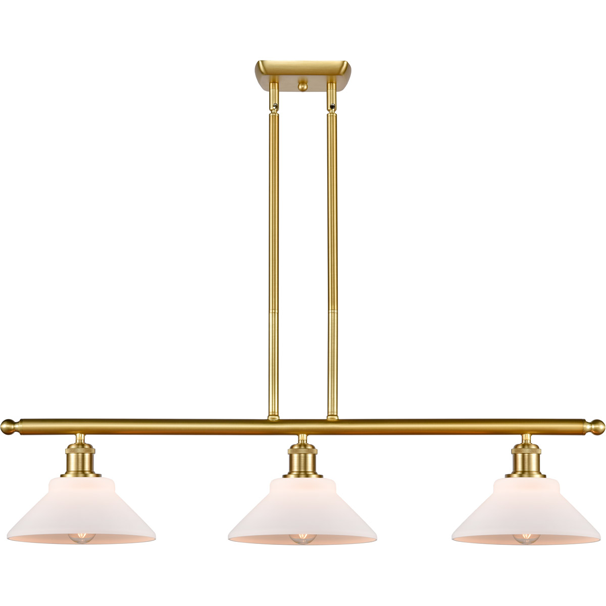 Ballston Orwell 3 Light 36 inch Satin Gold Island Light Ceiling Light in Matte White Glass, Ballston