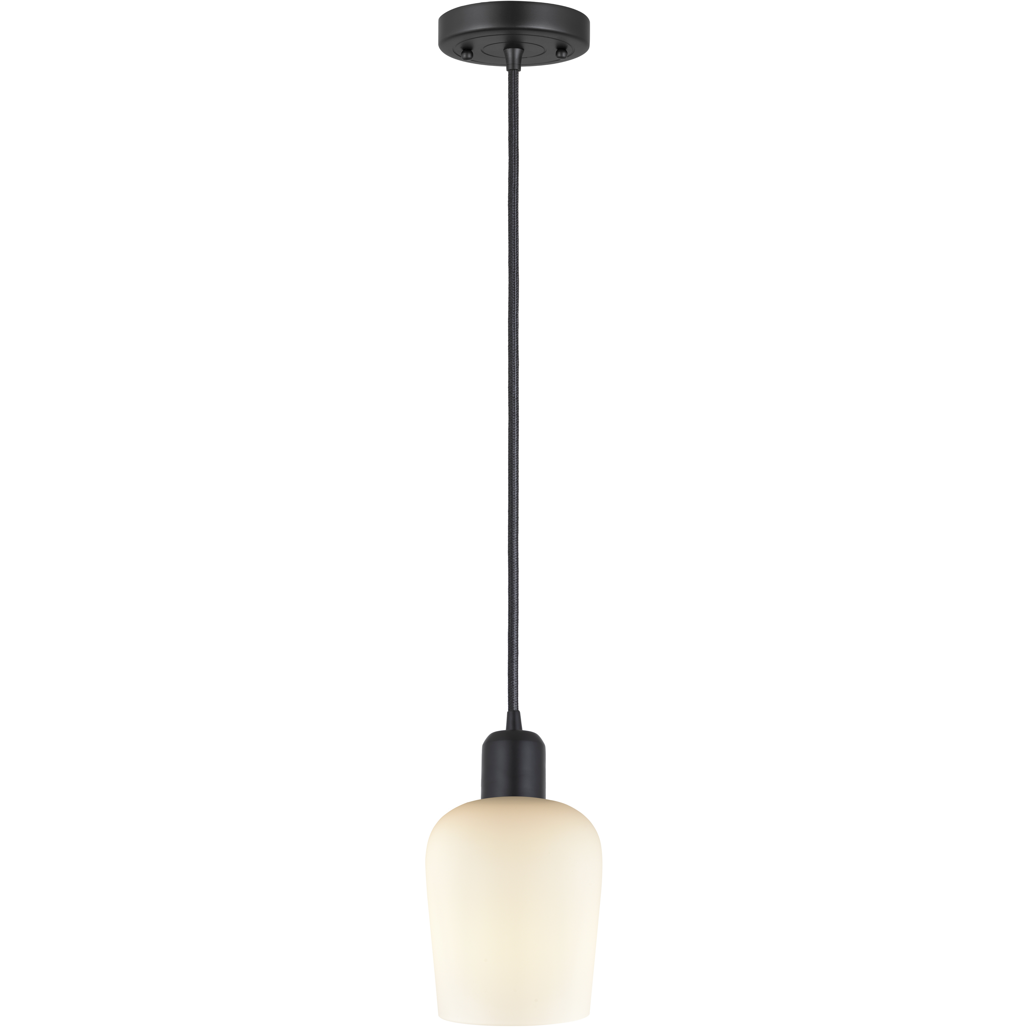 Remy 1 Light 5.25 inch Matte Black Mini Pendant Ceiling Light in White Glass