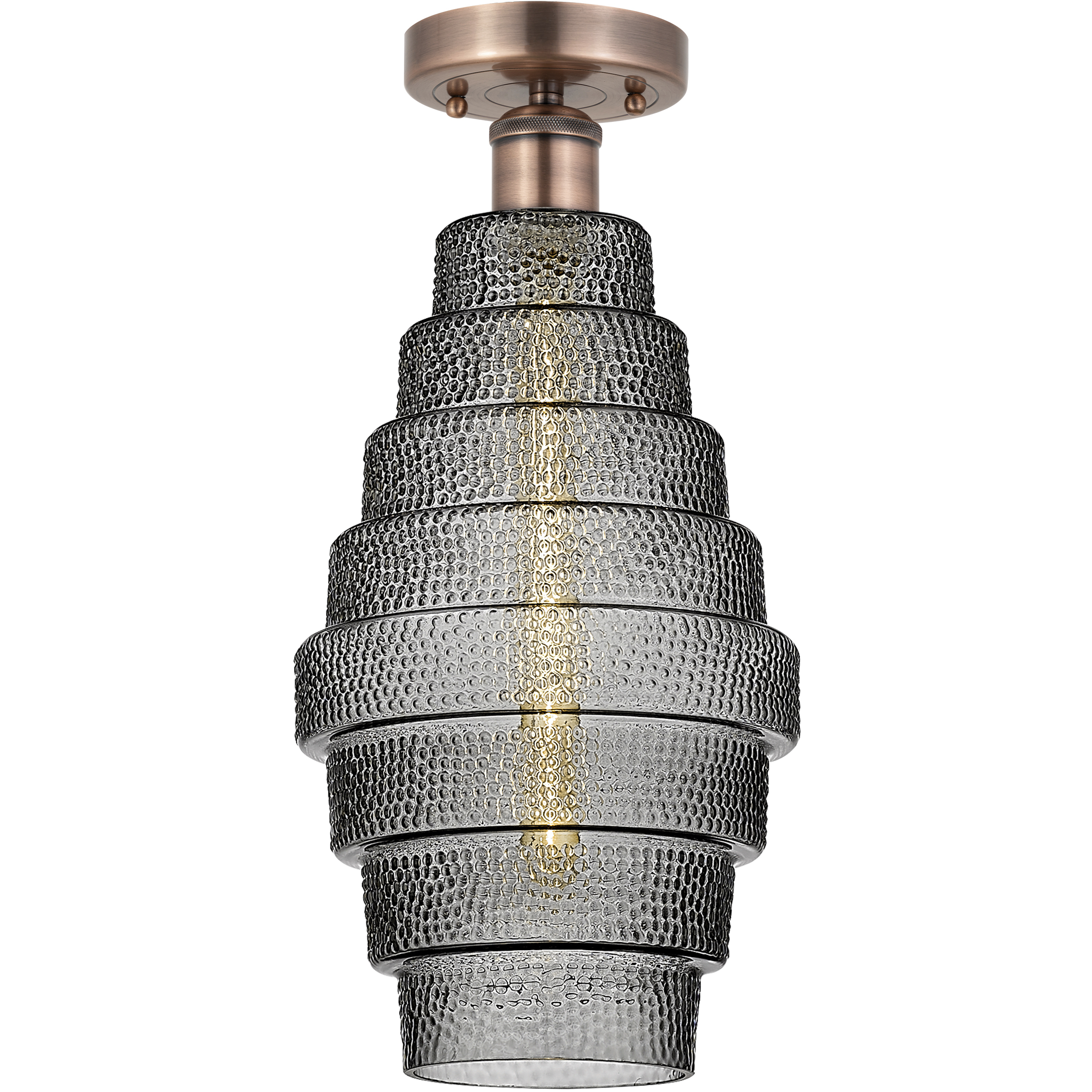 Cascade 1 Light 8 inch Antique Copper Flush Mount Ceiling Light in Smoked