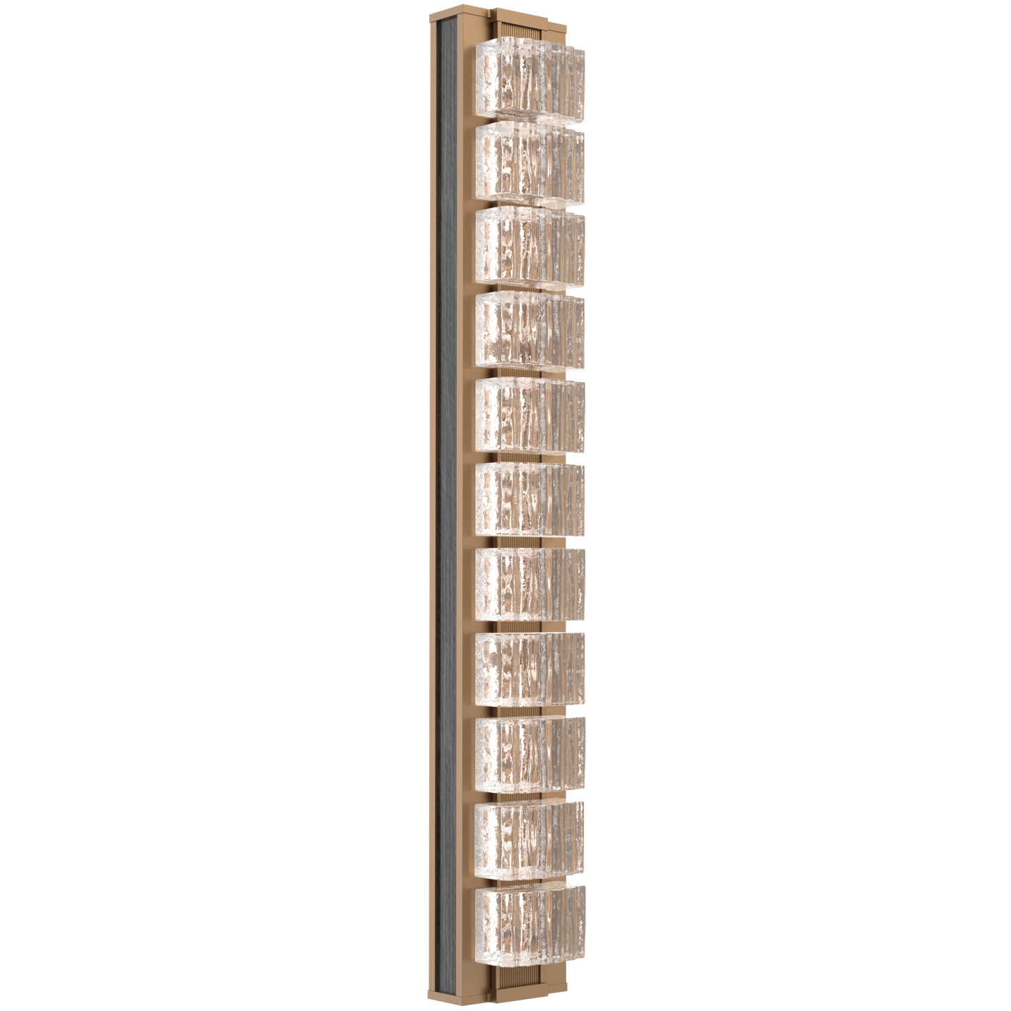 Tessera Sconce Wall Light in 2700K LED, Novel Brass with Dark Oak, Wave Cast, Large