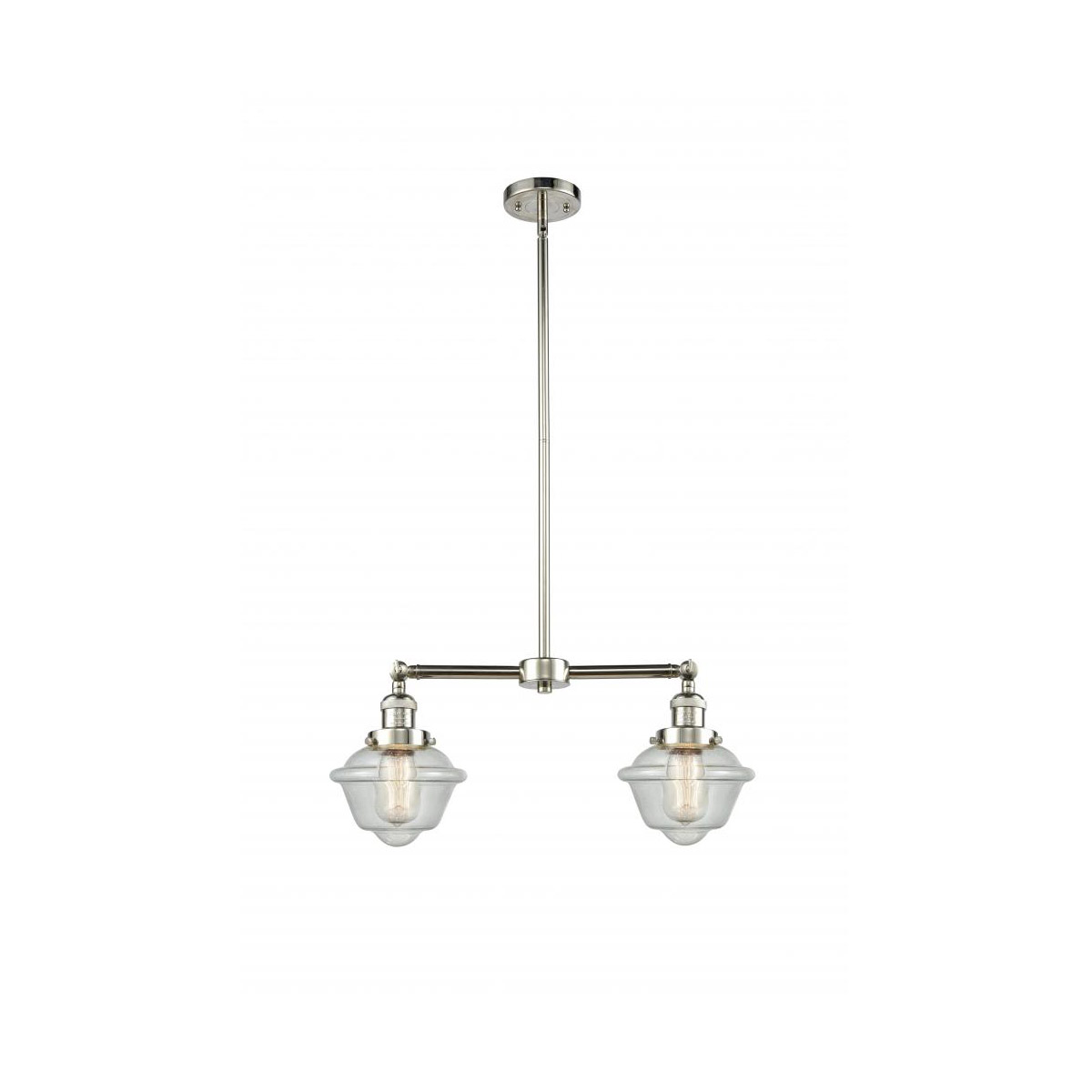 Franklin Restoration Small Oxford 2 Light 24 inch Polished Nickel Chandelier Ceiling Light in Seedy Glass, Franklin Restoration