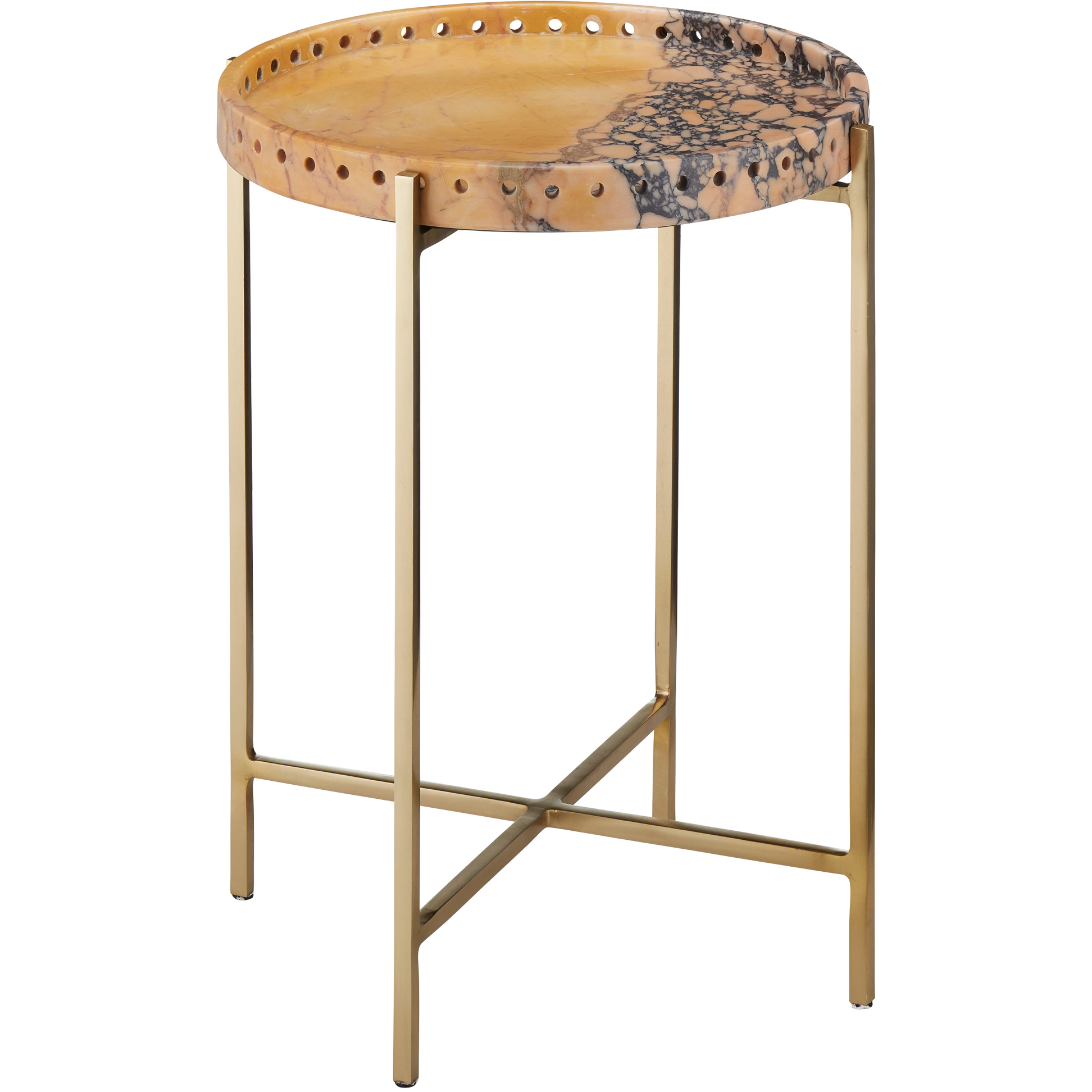 Freya 16.75 inch Natural/Antique Brass Accent Table