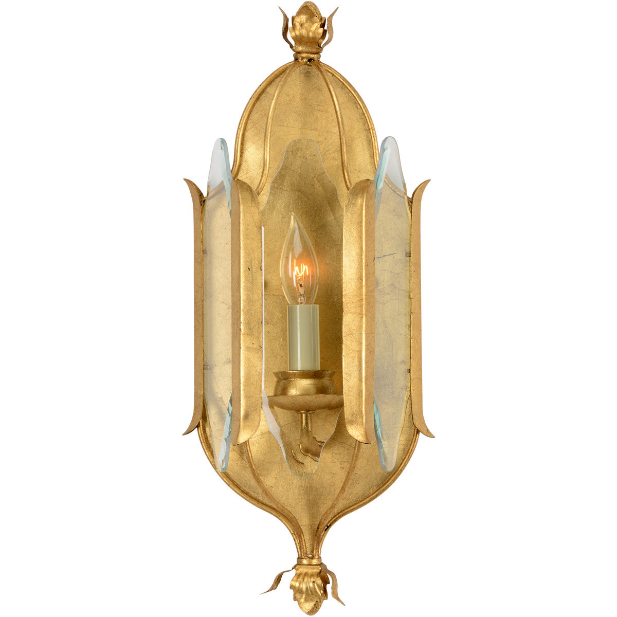 Chelsea House 1 Light Antique Gold Leaf/Clear Sconce Wall Light
