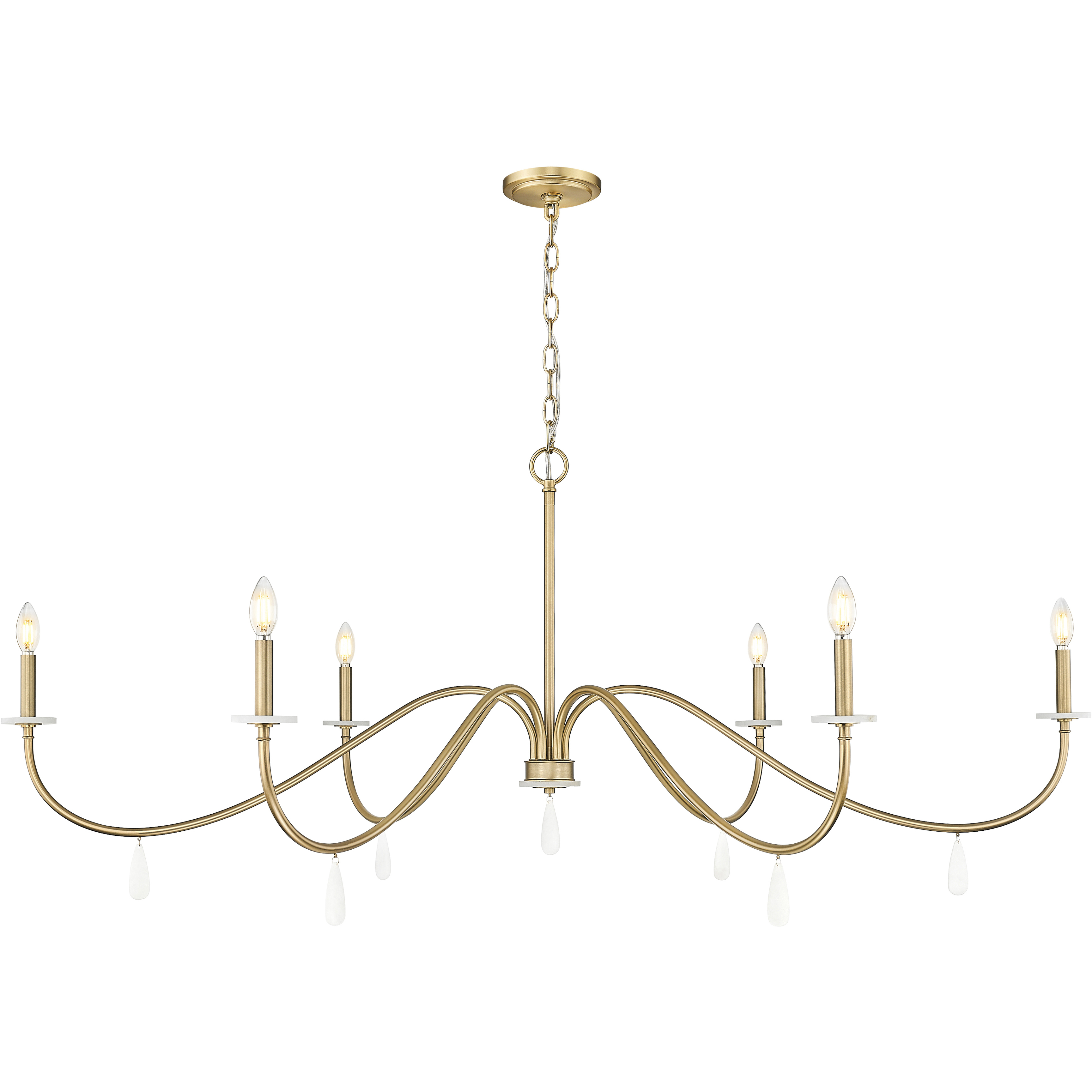Toussant 6 Light 63 inch Modern Gold Chandelier Ceiling Light