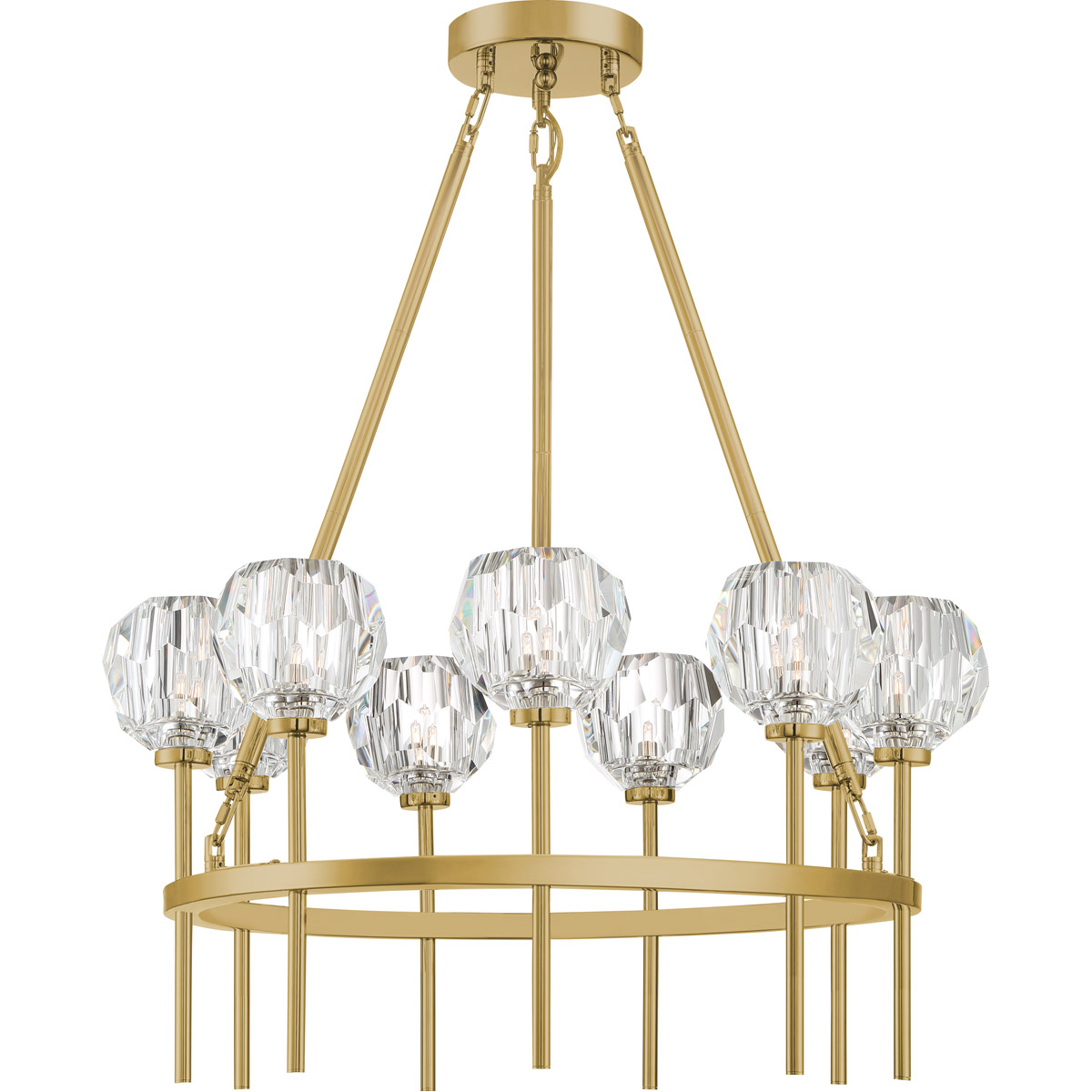 Parisian 9 Light 26 inch Aged Brass with Crystal Chandelier Ceiling Light