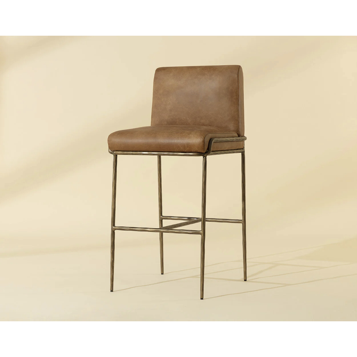 Lathan 42.75 inch Tan Leather Barstool