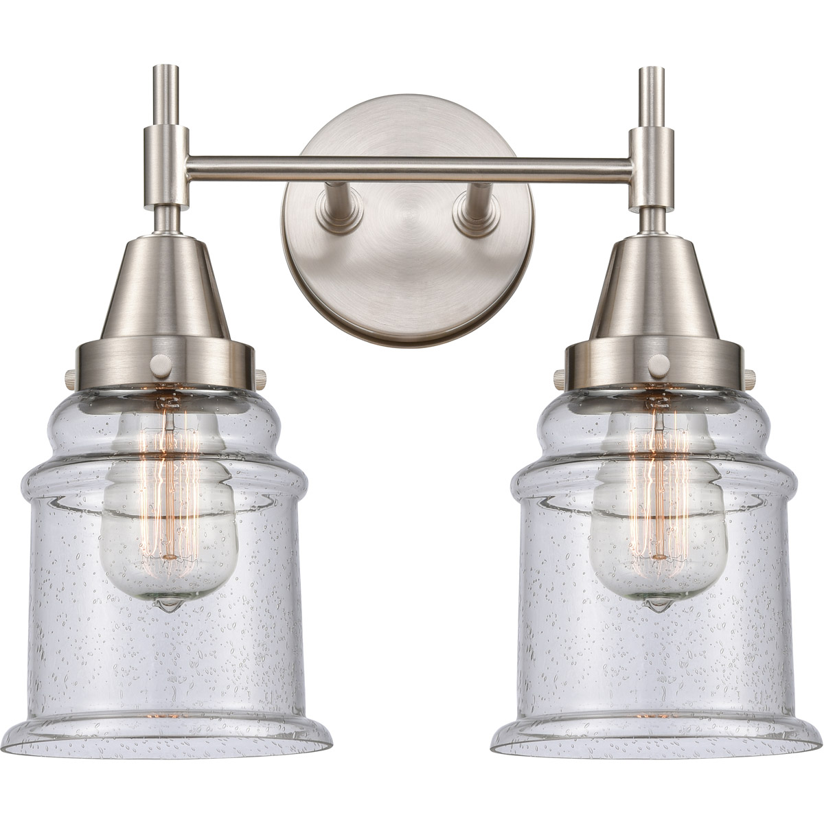Caden LED 15 inch Satin Nickel Bath Vanity Light Wall Light in Seedy Glass