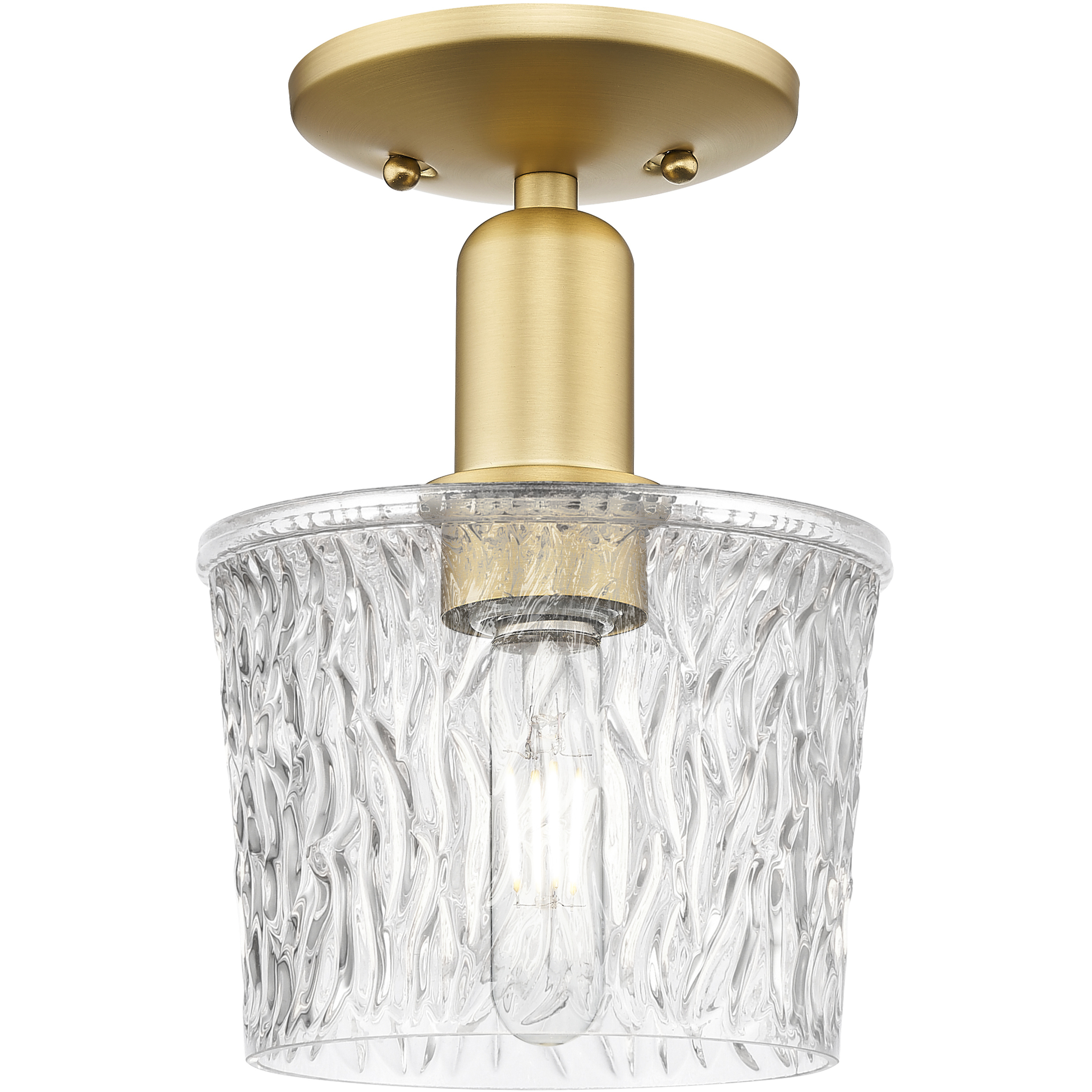 Arcadia Niagara 1 Light 6.5 inch Satin Gold Semi-Flush Mount Ceiling Light