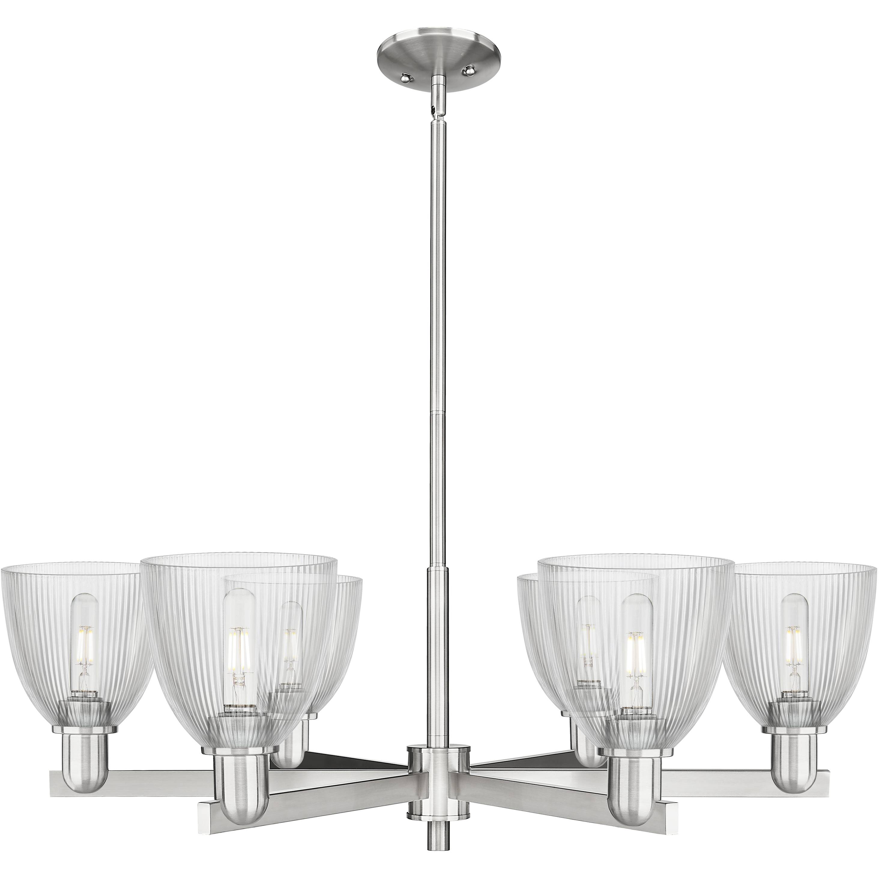 Arcadia Castile 6 Light 35.75 inch Satin Nickel Chandelier Ceiling Light in Clear