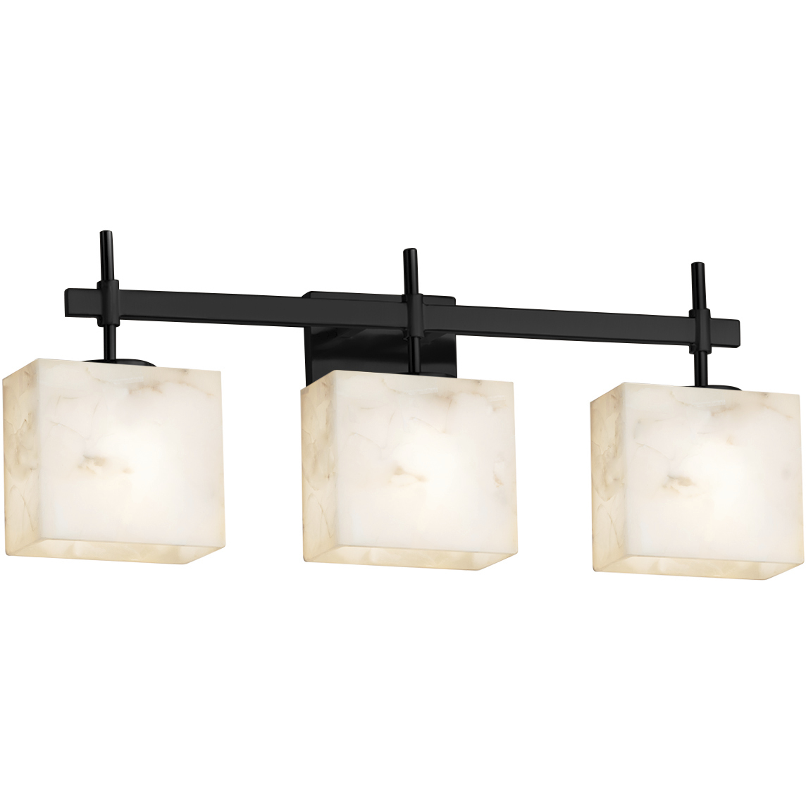 Alabaster Rocks 3 Light 23.5 inch Matte Black Bath Bar Wall Light in Rectangle, Incandescent, Rectangle