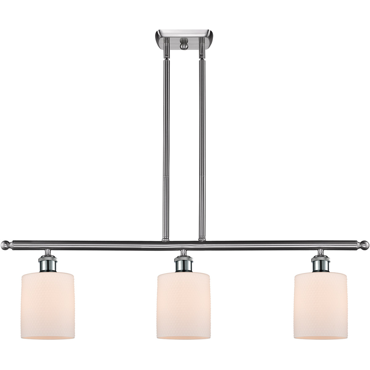 Ballston Cobbleskill 3 Light 36 inch Brushed Satin Nickel Island Light Ceiling Light in Matte White Glass, Ballston