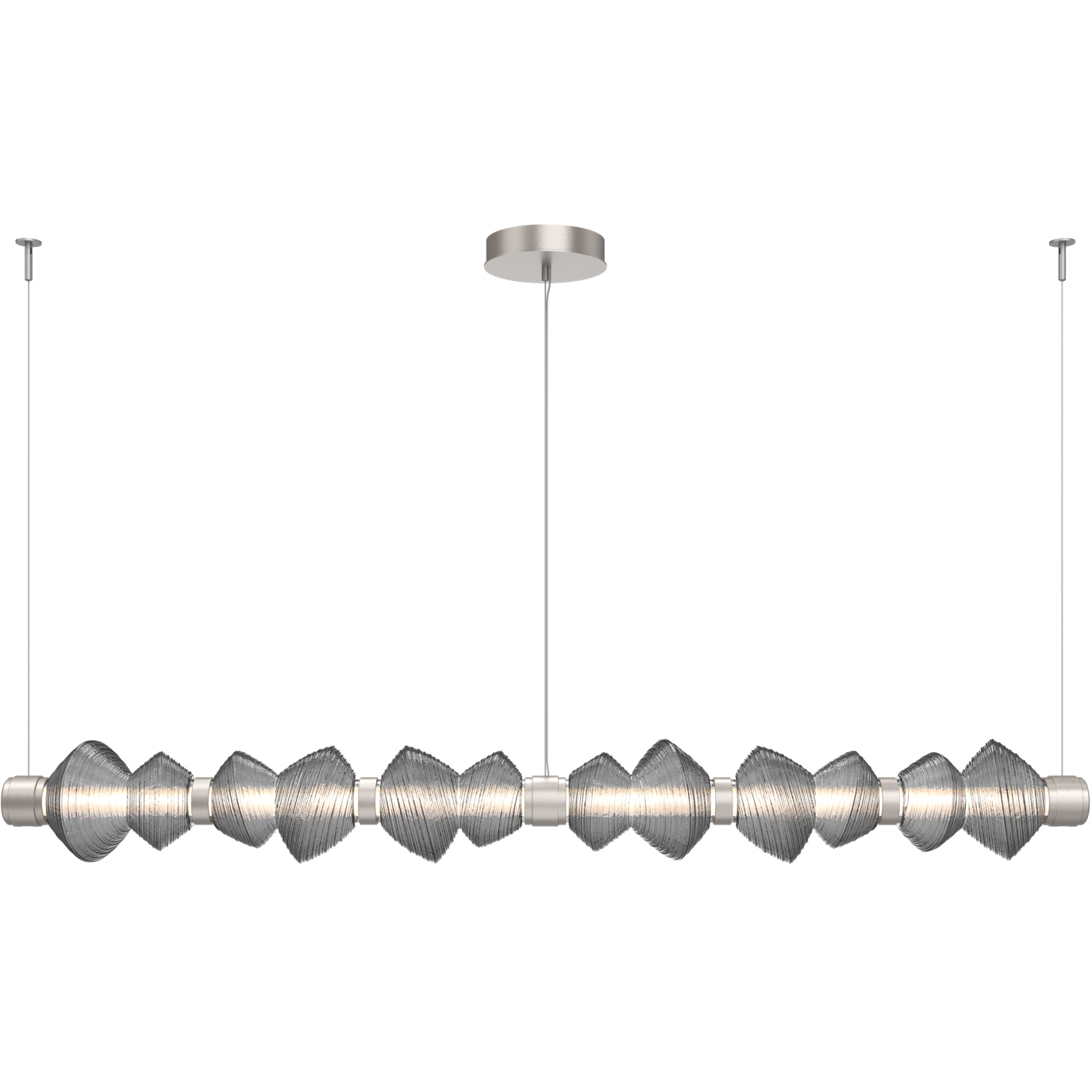 Mesa LED 72.6 inch Metallic Beige Silver Linear Chandelier Ceiling Light in Smoke, Mandrel