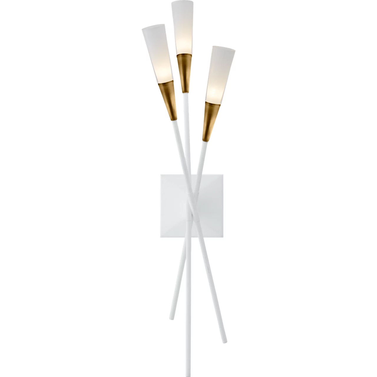 Chapman & Myers Stellar LED 6 inch Matte White and Antique Brass Triple Tail Sconce Wall Light