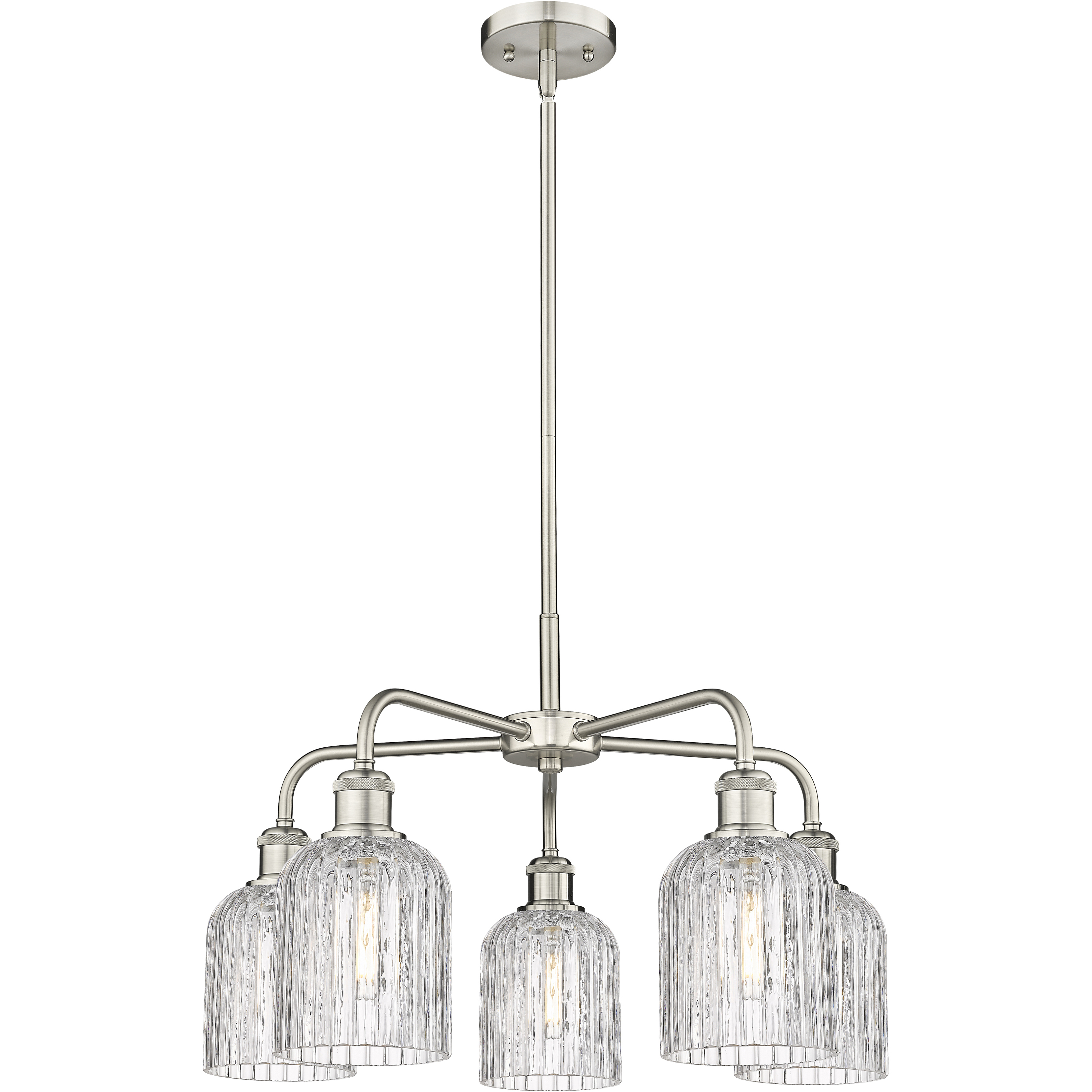 Ballston Bridal Veil 5 Light 23 inch Satin Nickel Stem Hung Chandelier Ceiling Light