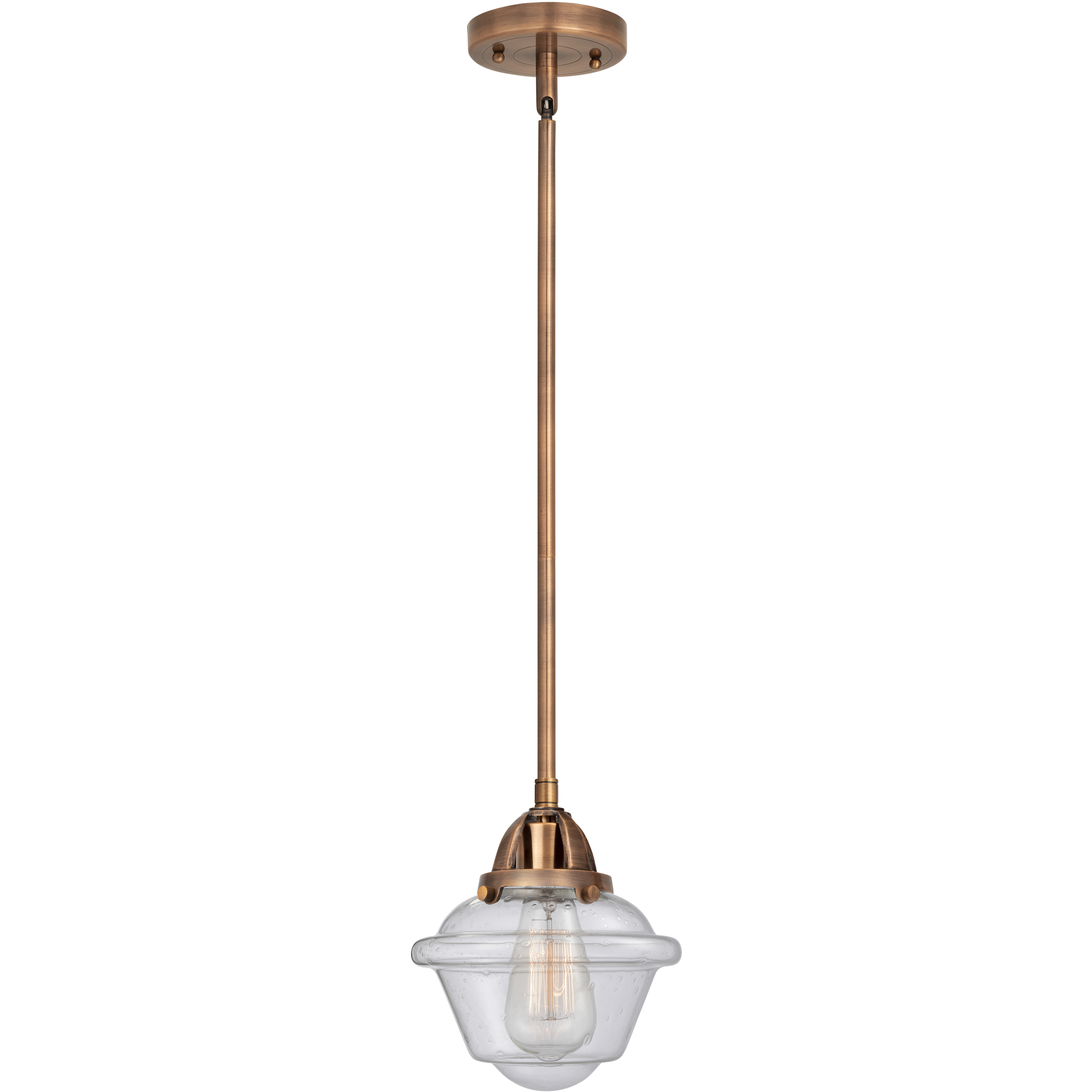 Nouveau 2 Oxford LED 7.5 inch Antique Copper Mini Pendant Ceiling Light in Seedy