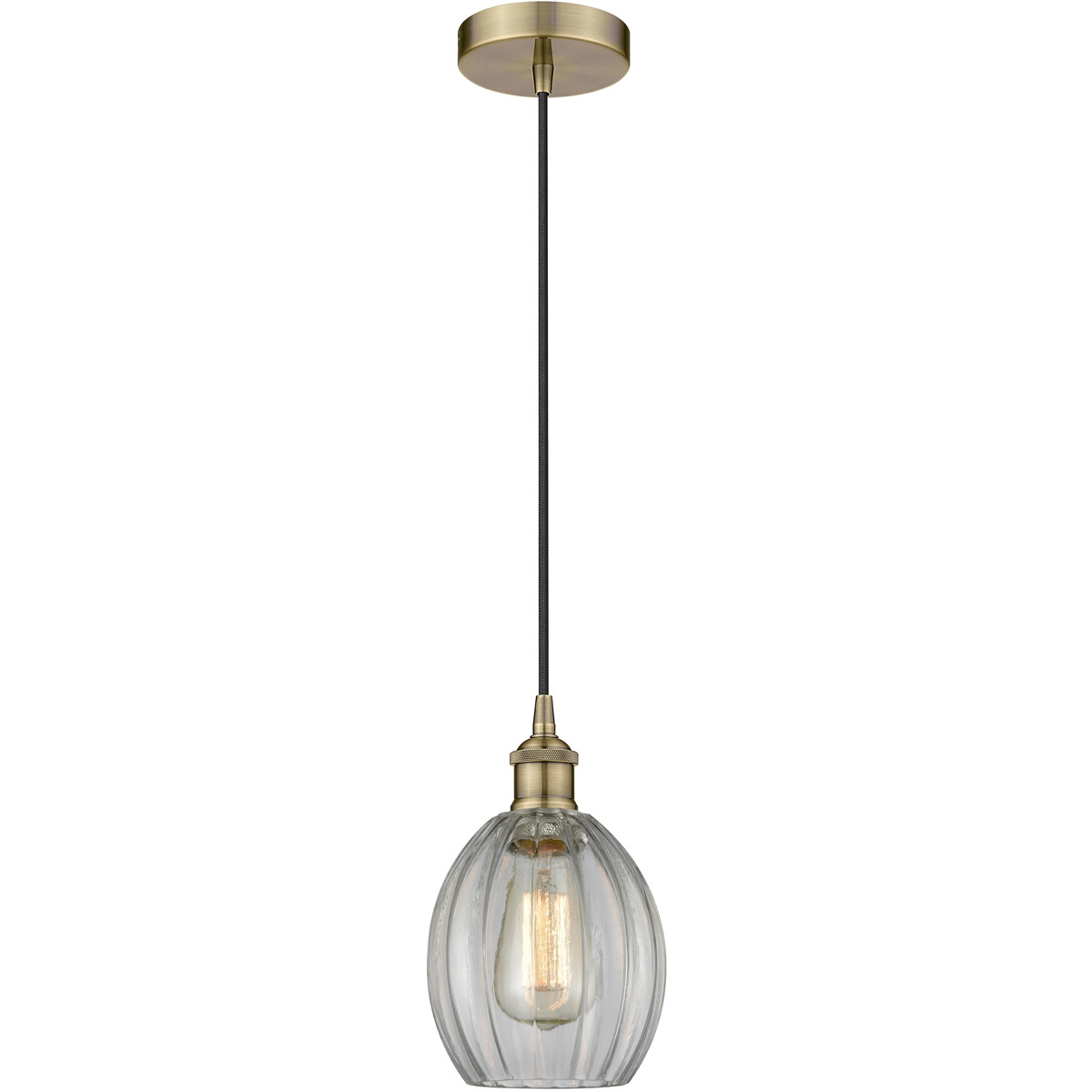 Edison Eaton LED 6 inch Antique Brass Mini Pendant Ceiling Light
