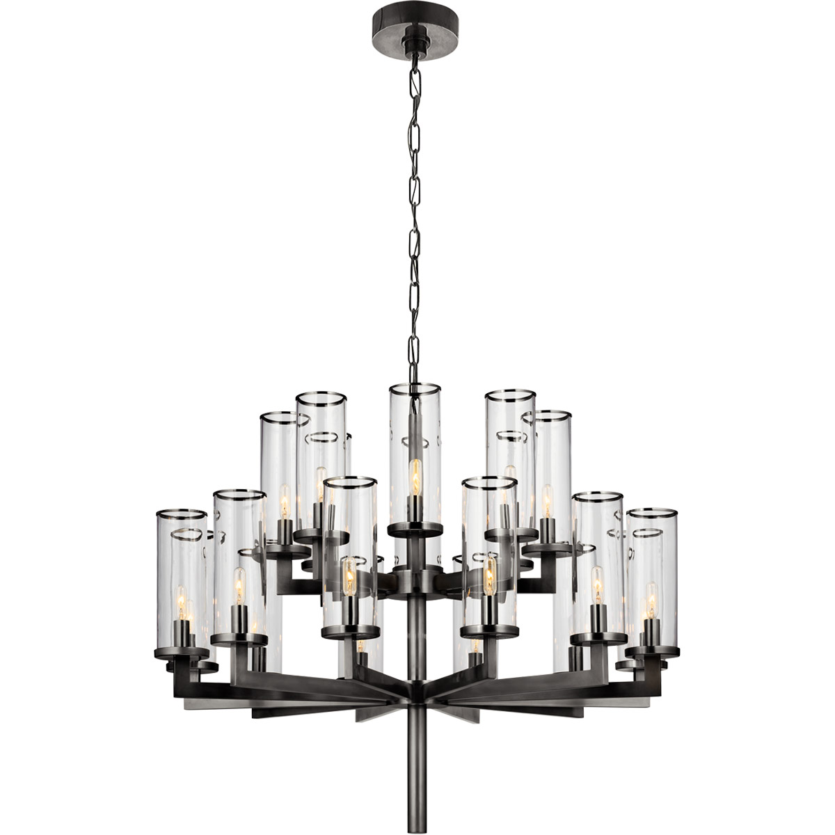 Kelly Wearstler Liaison 20 Light 34 inch Bronze Double Tier Chandelier Ceiling Light in Clear Glass