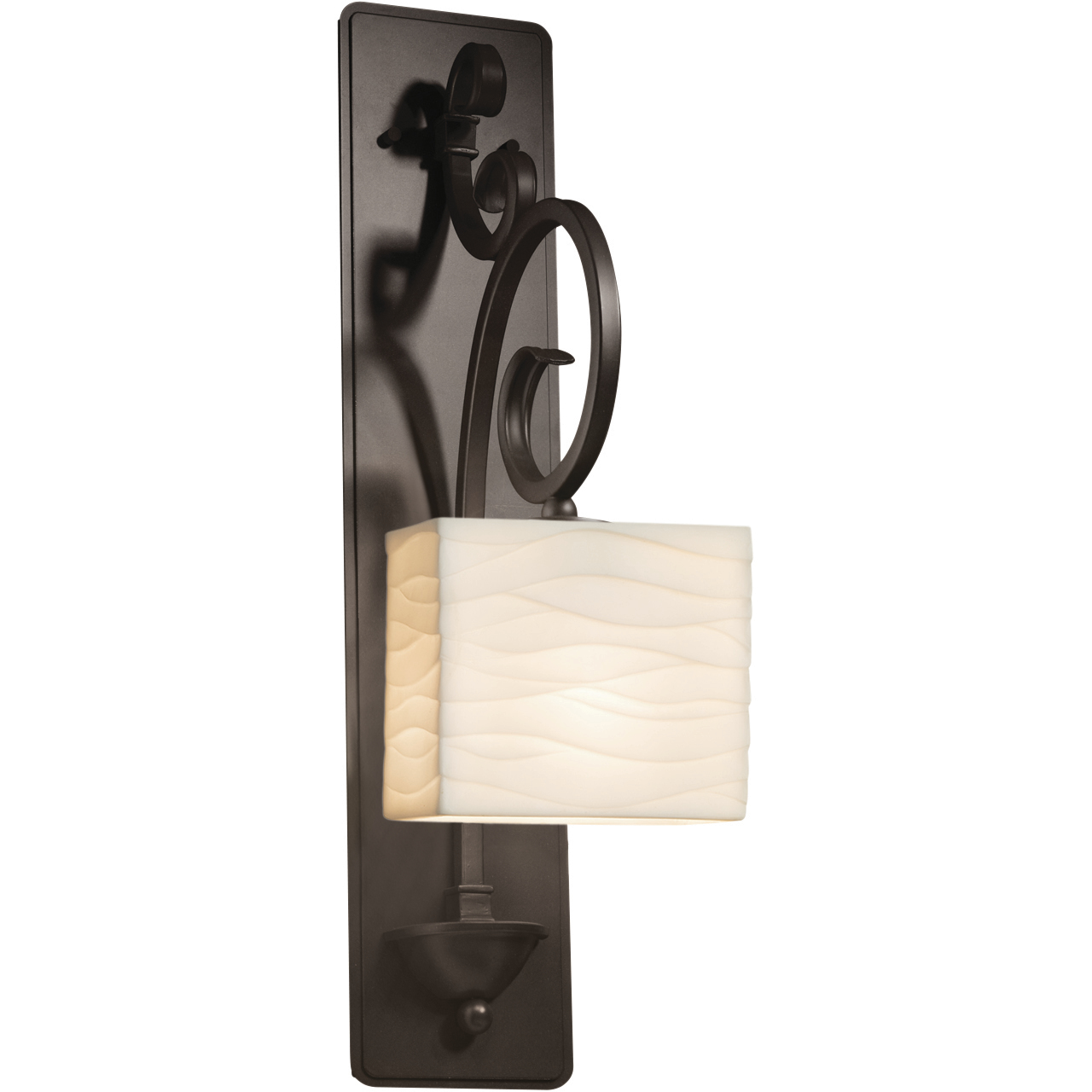 Porcelina 1 Light 5.5 inch Dark Bronze Wall Sconce Wall Light in Waves, Incandescent, Rectangle