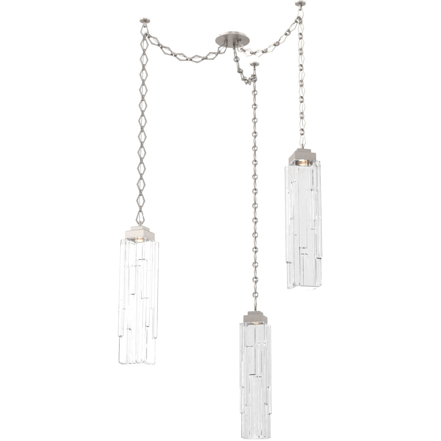 Ledgestone LED 13.5 inch Beige Silver Swag Multi-Pendant Ceiling Light in 3000K LED, Diamond Chain