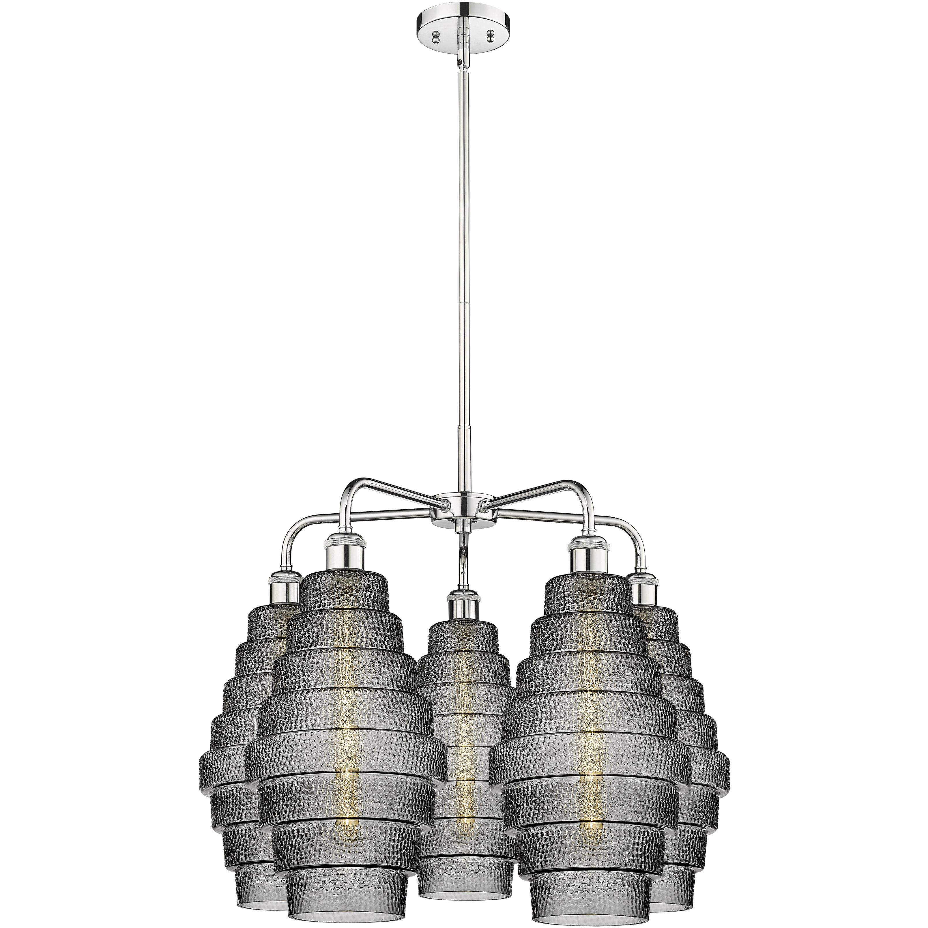 Cascade 5 Light 26 inch Polished Chrome Chandelier Ceiling Light in Smoked