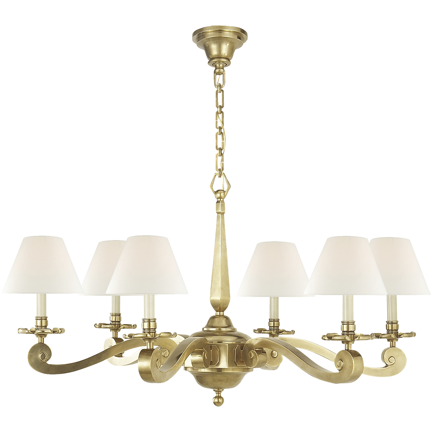 Alexa Hampton Myrna Chandelier 6 Light 33 inch Natural Brass Chandelier Ceiling Light in Linen