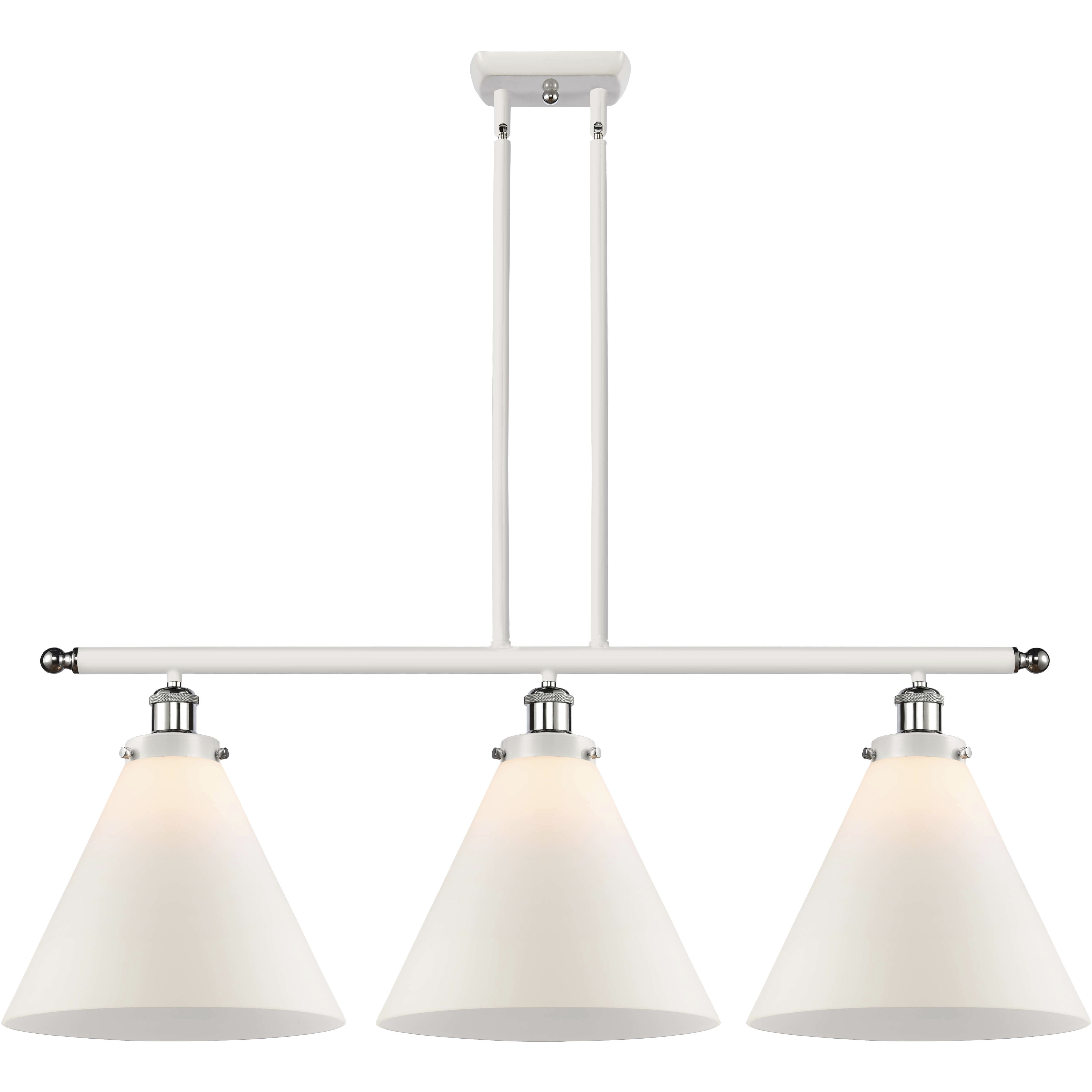 Ballston X-Large Cone LED 36 inch White and Polished Chrome Island Light Ceiling Light in Matte White Glass