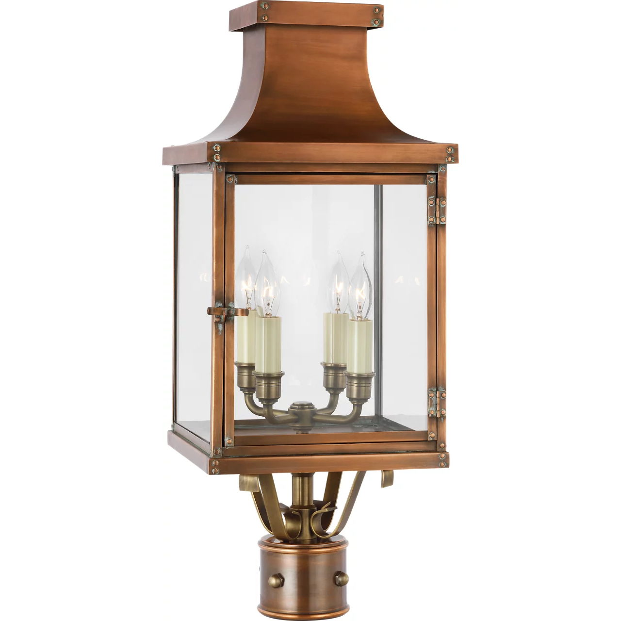 Chapman & Myers Bedford 4 Light 24.5 inch Natural Copper Outdoor Post Lantern