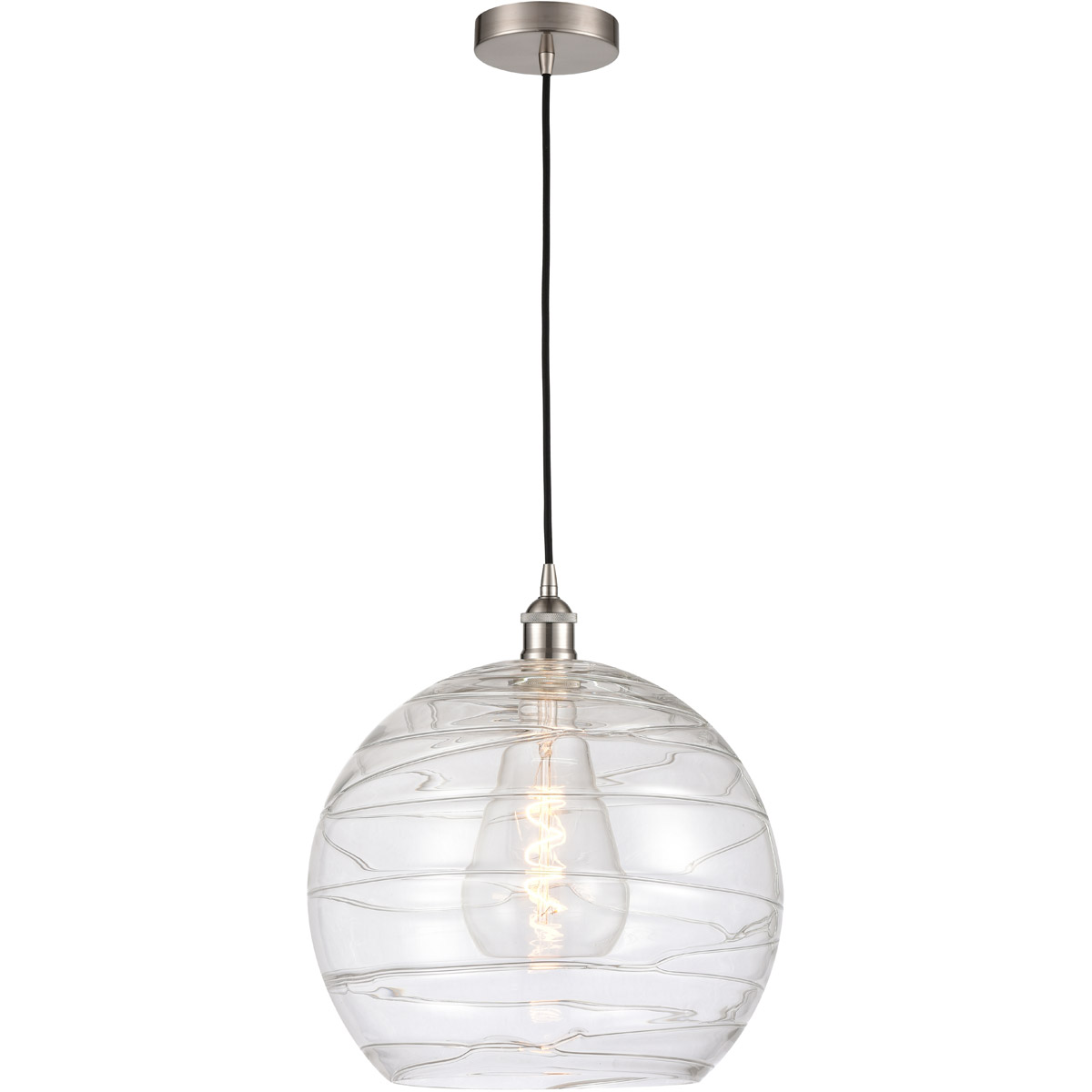 Edison Athens Deco Swirl LED 14 inch Brushed Satin Nickel Pendant Ceiling Light