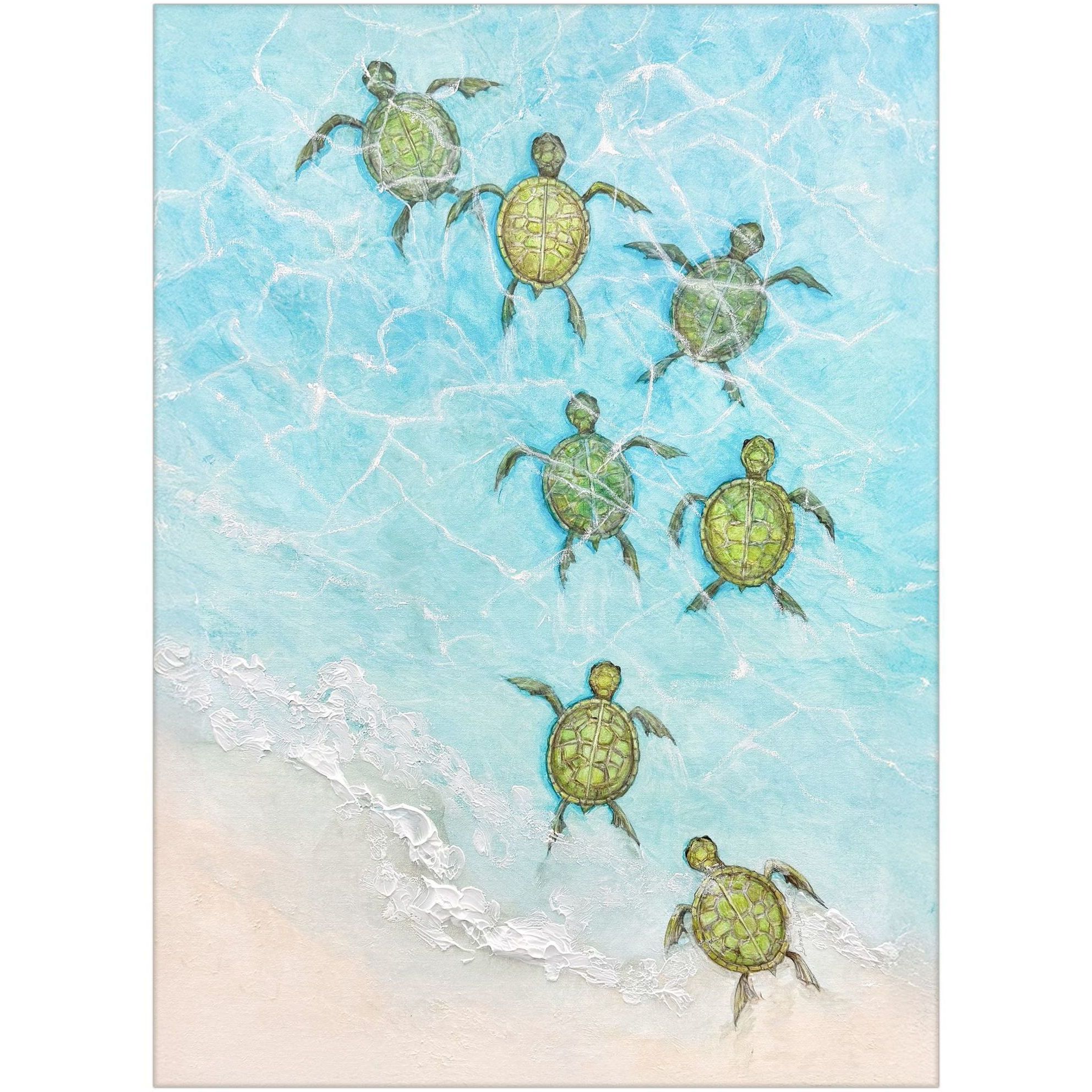 Swimming Turtles Blue and Beige and Green and Multi Canvas, Propac