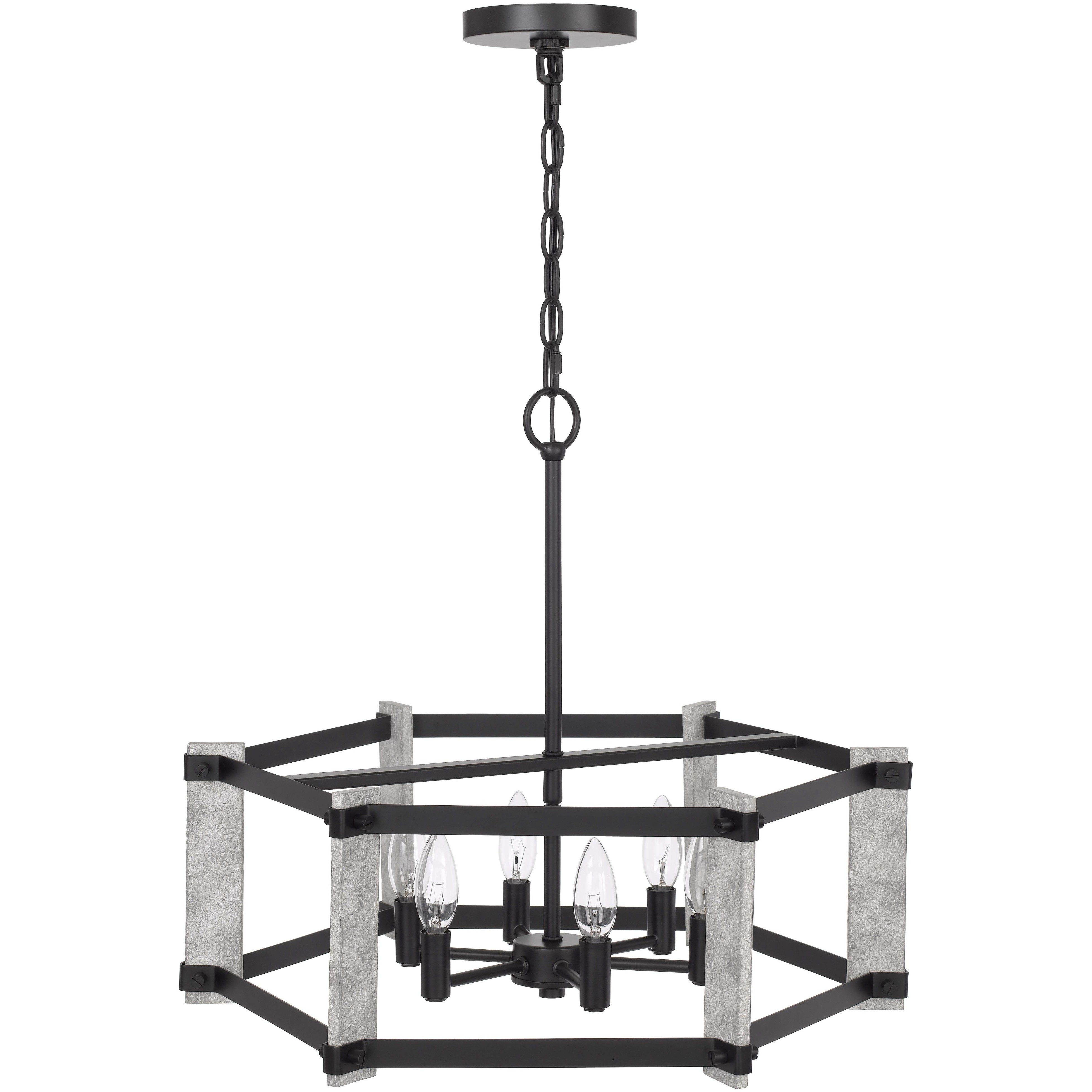 Rutland 6 Light 21.88 inch Fossil/Black Chandelier Ceiling Light