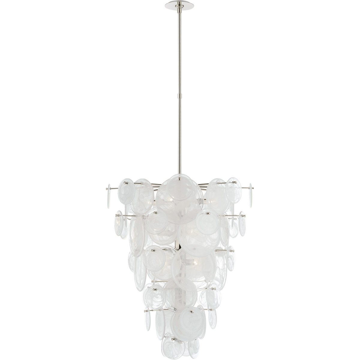 AERIN Loire 12 Light 29.25 inch Polished Nickel Cascading Chandelier Ceiling Light in White Strie Glass