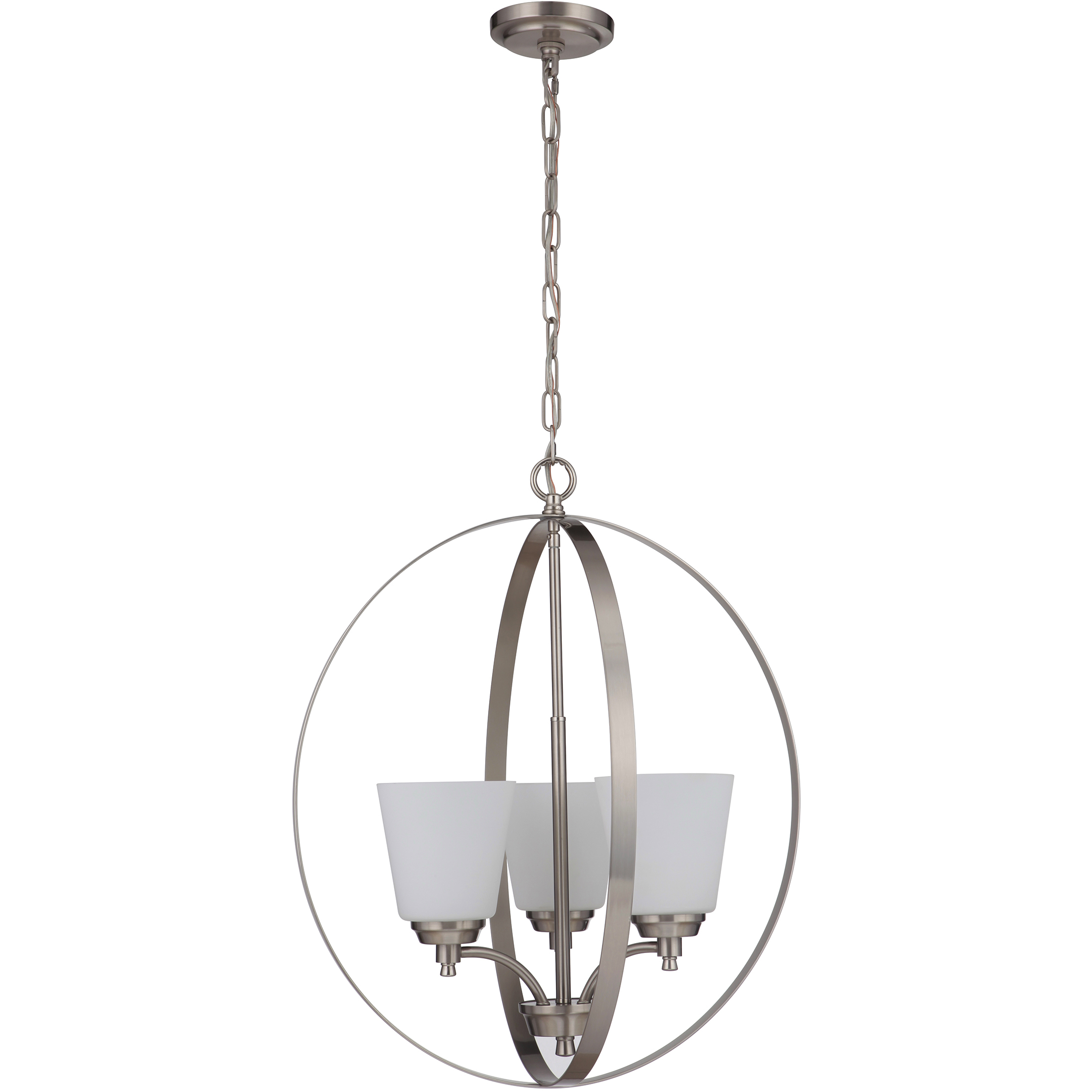 Neighborhood Tyler 3 Light 21 inch Brushed Polished Nickel Foyer Light Ceiling Light in White Glass, Neighborhood Collection