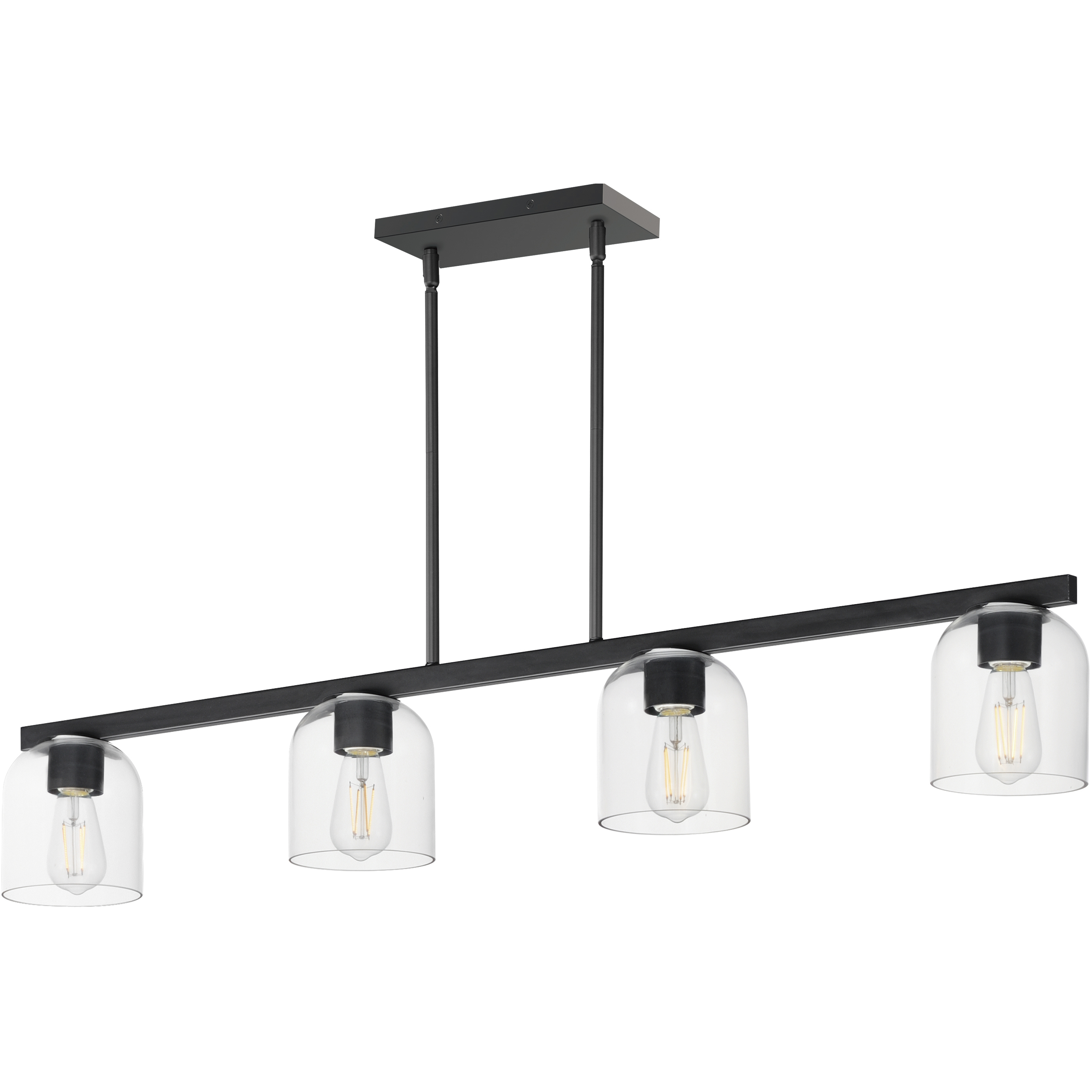Scoop 4 Light 46 inch Black Linear Pendant Ceiling Light in Clear