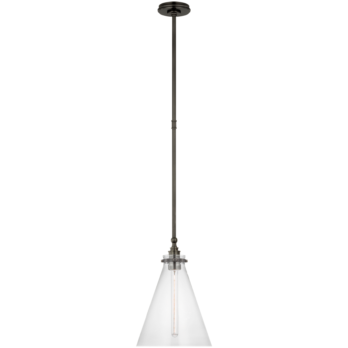Chapman & Myers Parkington LED 11 inch Bronze Conical Pendant Ceiling Light in Clear Glass