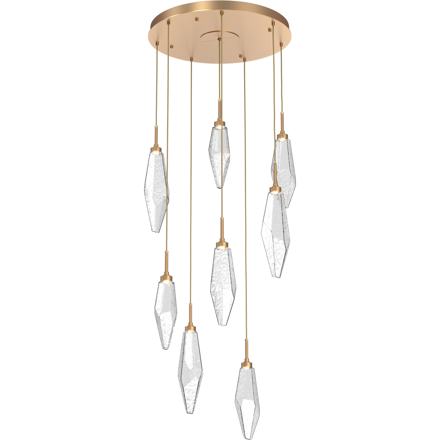 Rock Crystal LED 26.2 inch Novel Brass Chandelier Ceiling Light in Chilled Clear, 2700K LED, Round Multi-Port