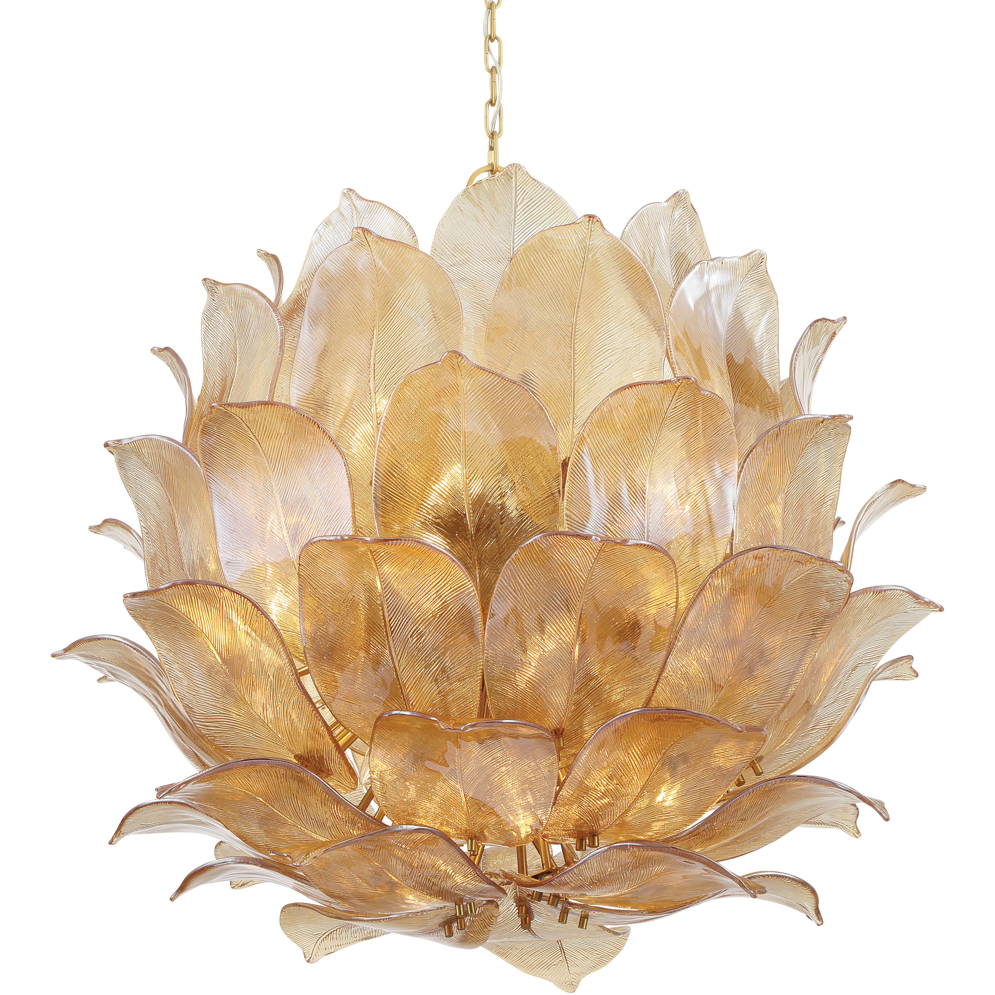 Orchid 24 Light 35.5 inch Legacy Brass Pendant Ceiling Light in Amber Handmade Glass