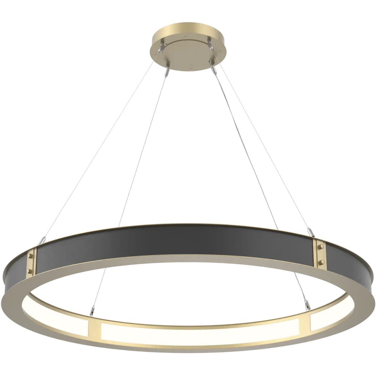 Verona LED 46 inch Gilded Brass with Matte Black Ring Chandelier Ceiling Light