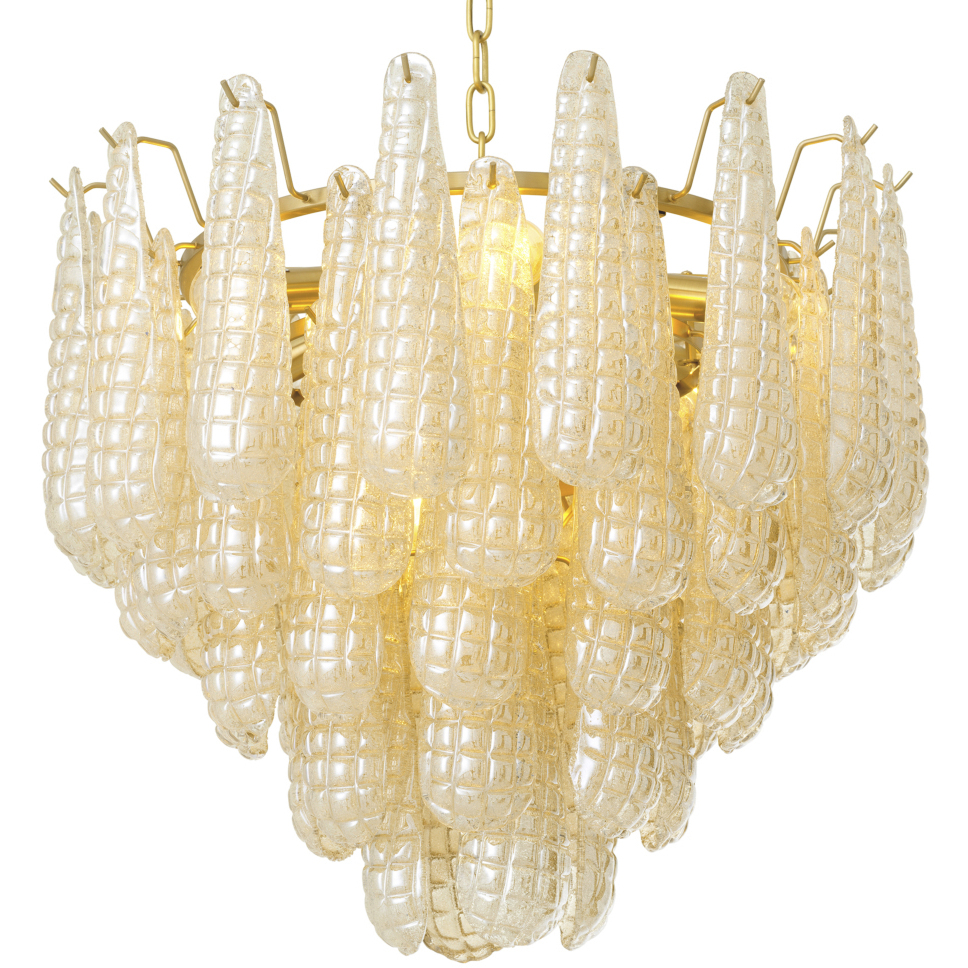 Chaves 9 Light 25 inch Champagne-Colored Glass and Antique Brass Chandelier Ceiling Light, Small