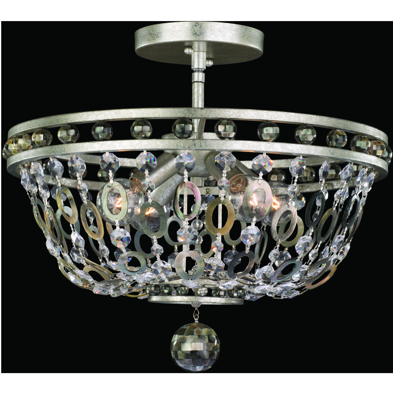 Lucia 4 Light 17 inch Vintage Silver Leaf Semi Flush Mount Ceiling Light