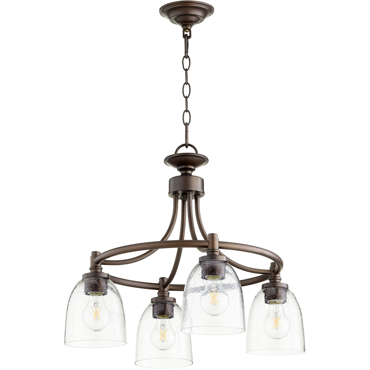 Rossington 4 Light 21 inch Oiled Bronze Mini Chandelier Ceiling Light in Clear Seeded