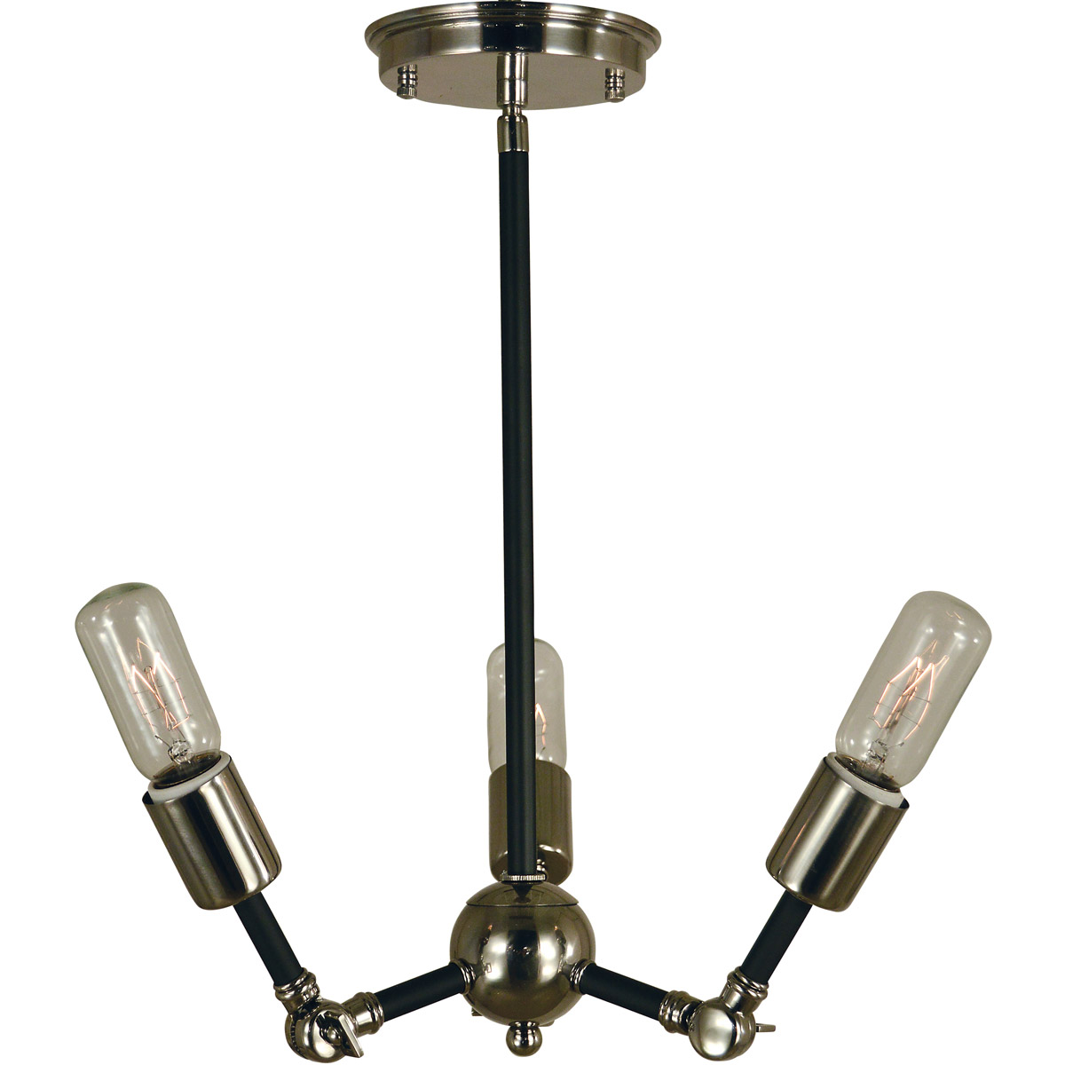 Felix 3 Light 22 inch Polished Nickel with Matte Black Mini Chandelier Ceiling Light in Polished Nickel/Matte Black