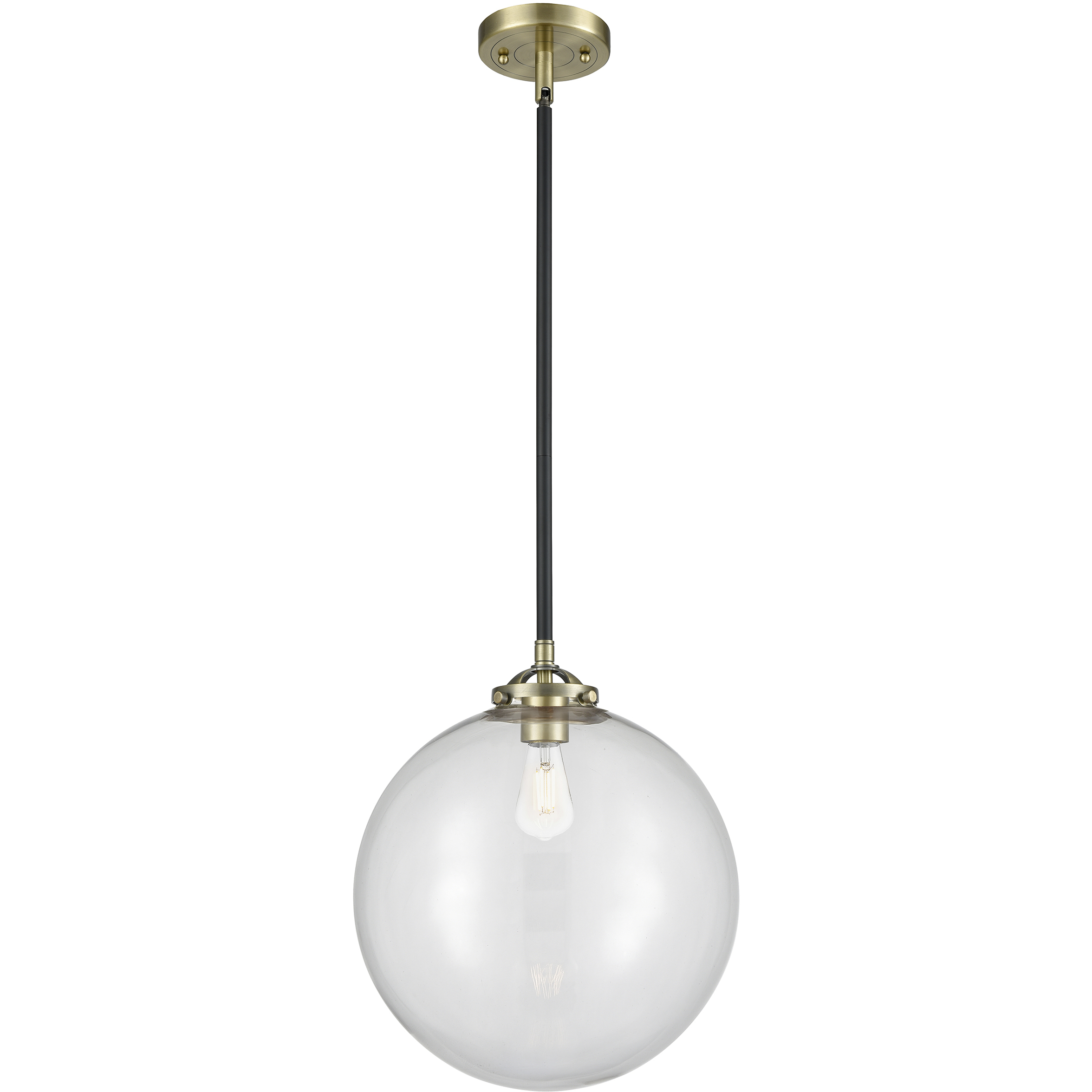 Nouveau Beacon 1 Light 12 inch Black Antique Brass Mini Pendant Ceiling Light in Incandescent, Clear, Nouveau